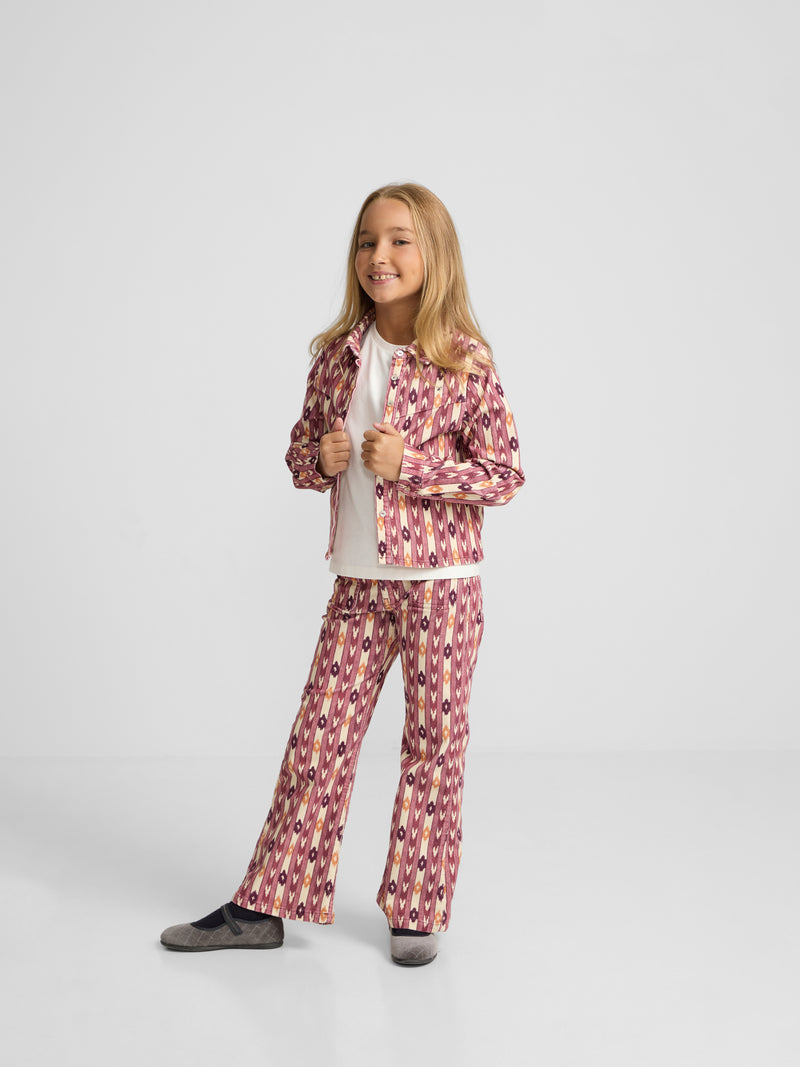 Pantalon girl pana estampado ikat rosa
