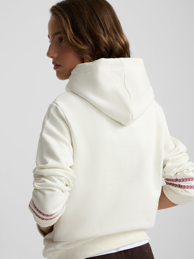 Sudadera girl capucha etnica crudo