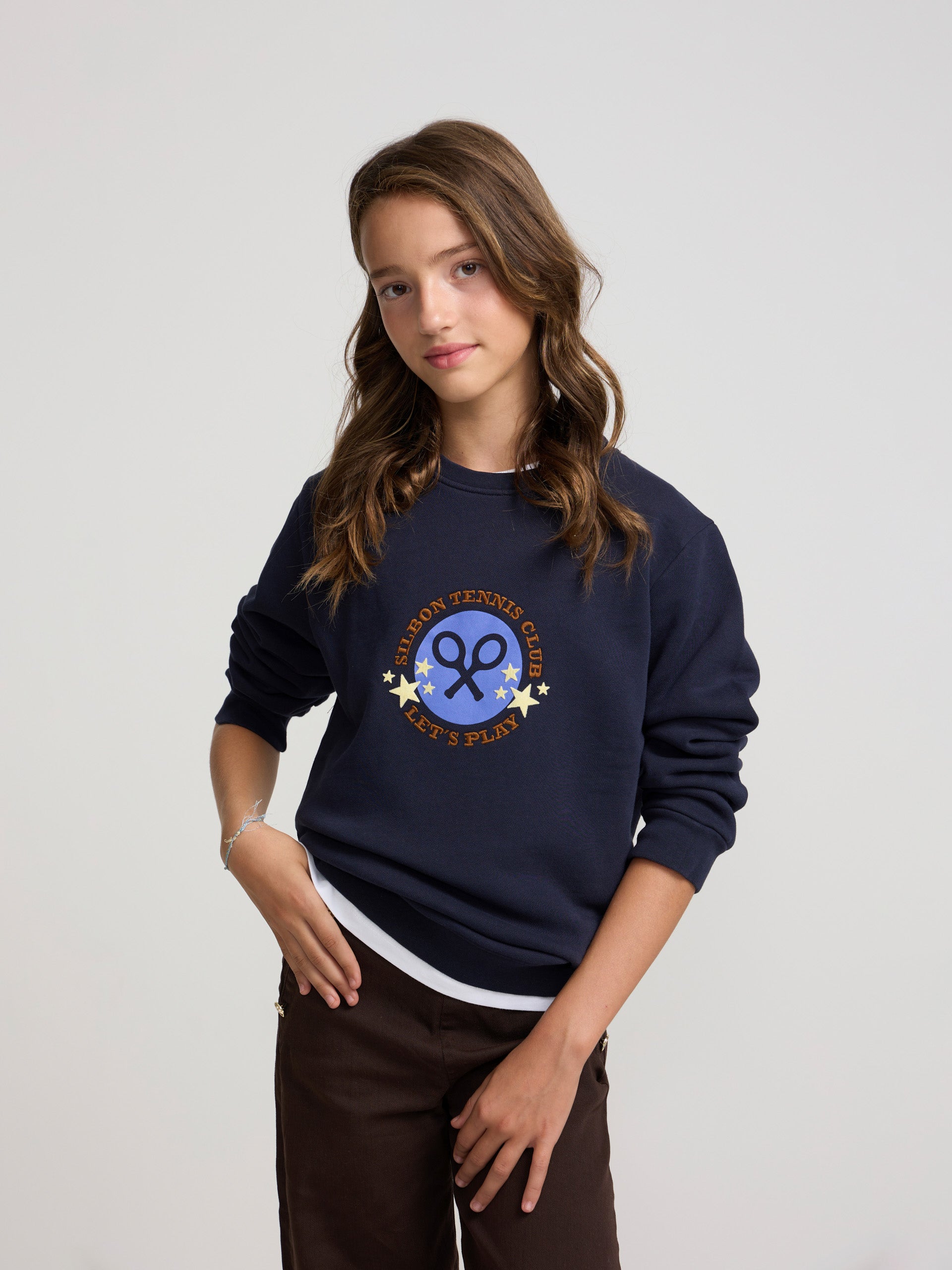 Navy blue girl tennis club sweatshirt