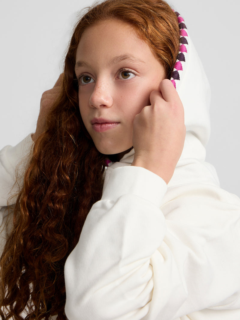 Sweatshirt girl com capuz raquete estampado cru