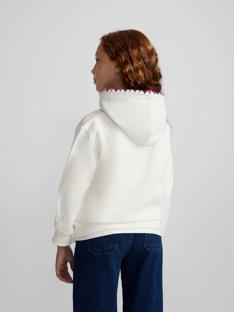Sweatshirt girl com capuz raquete estampado cru