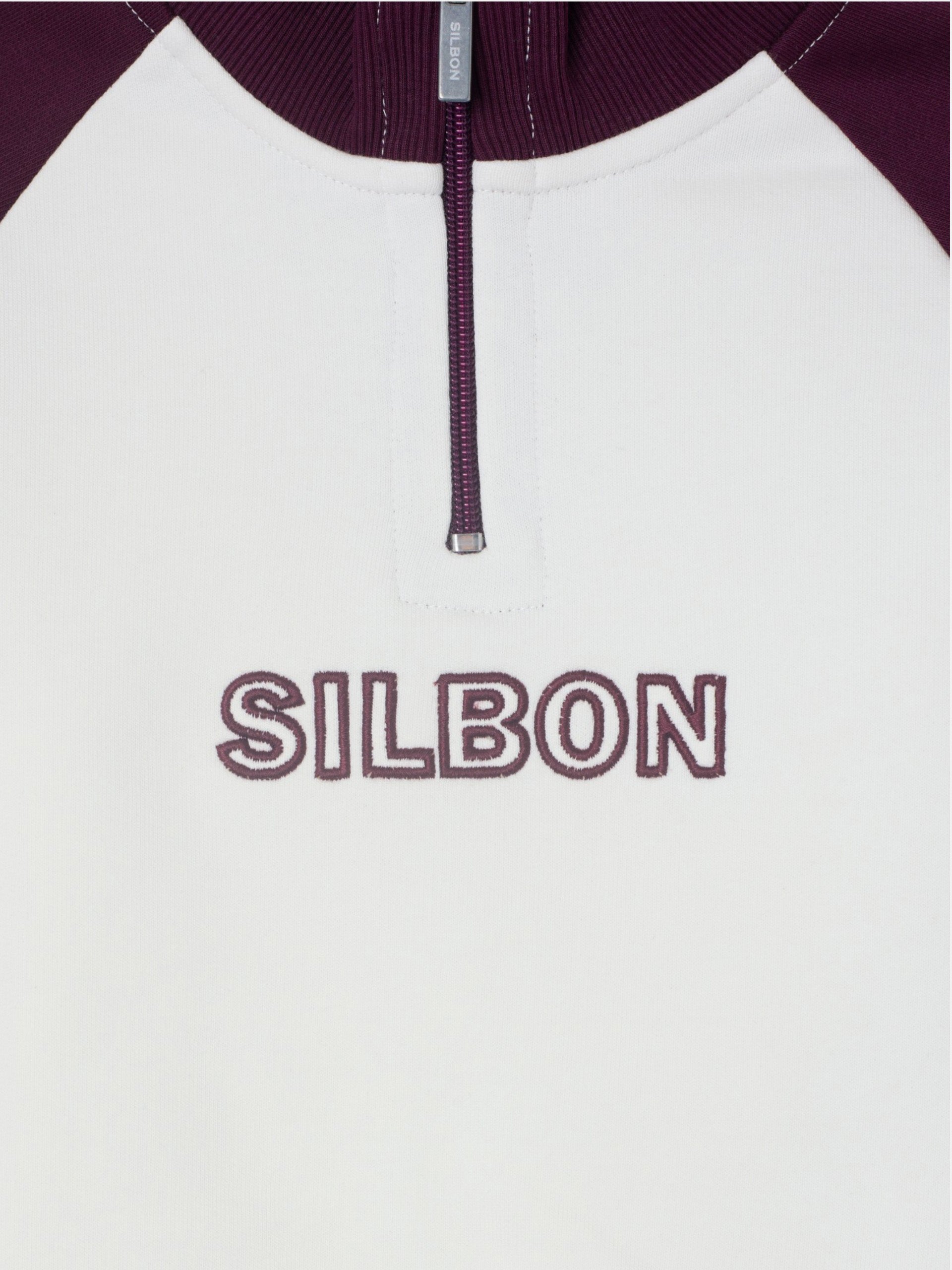 Girl's tricolor high-neck sweatshirt in pink and off-white