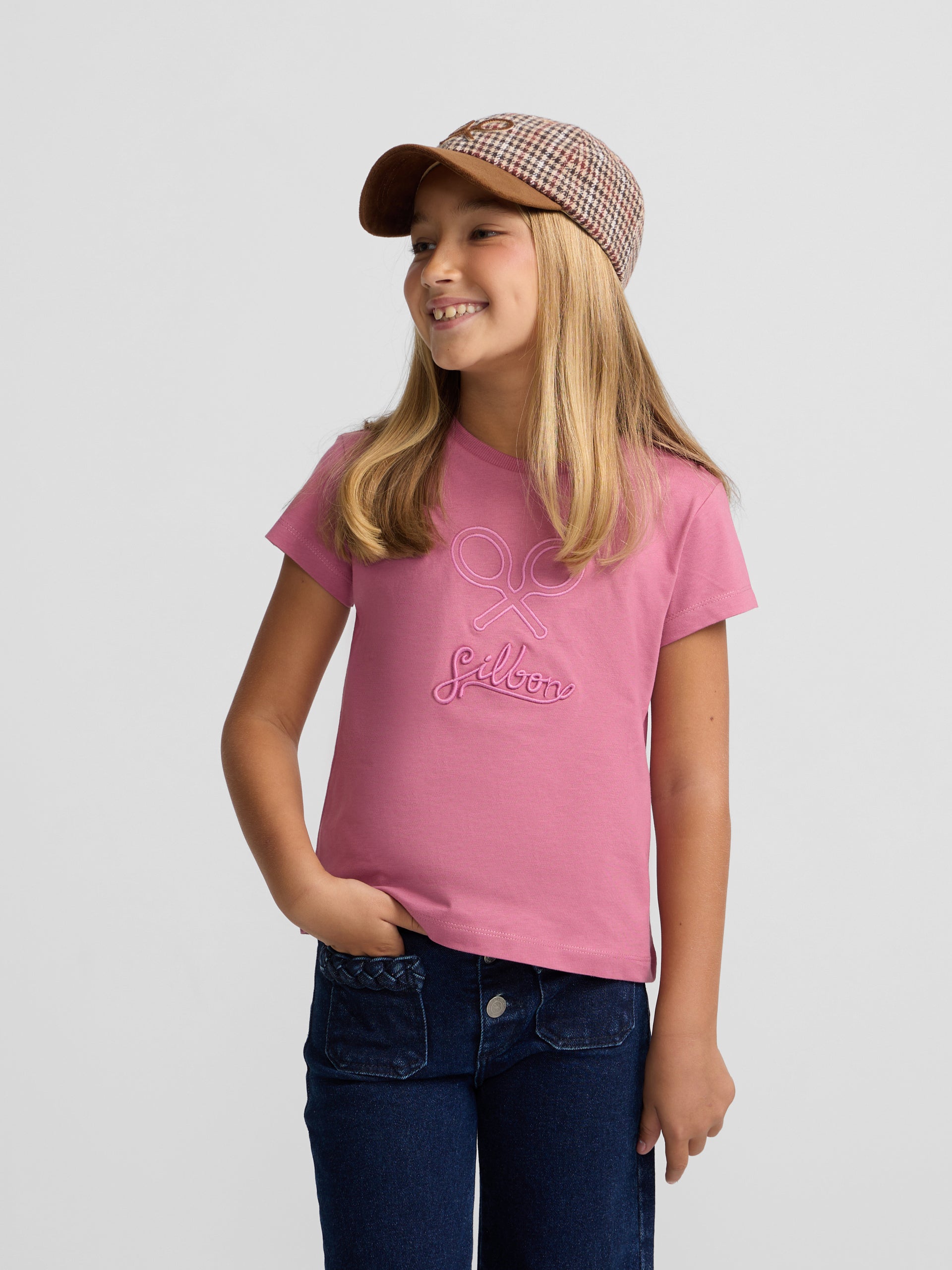Camiseta girl silbon clasica rosa