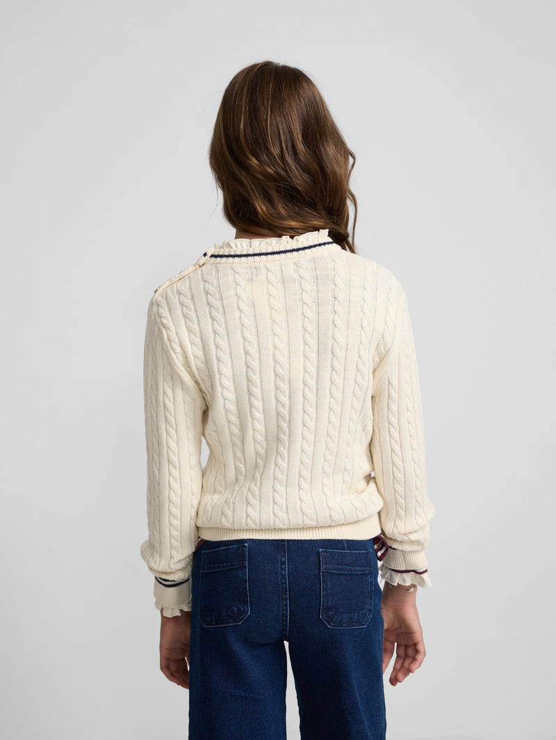 Pull fille collège blason écru