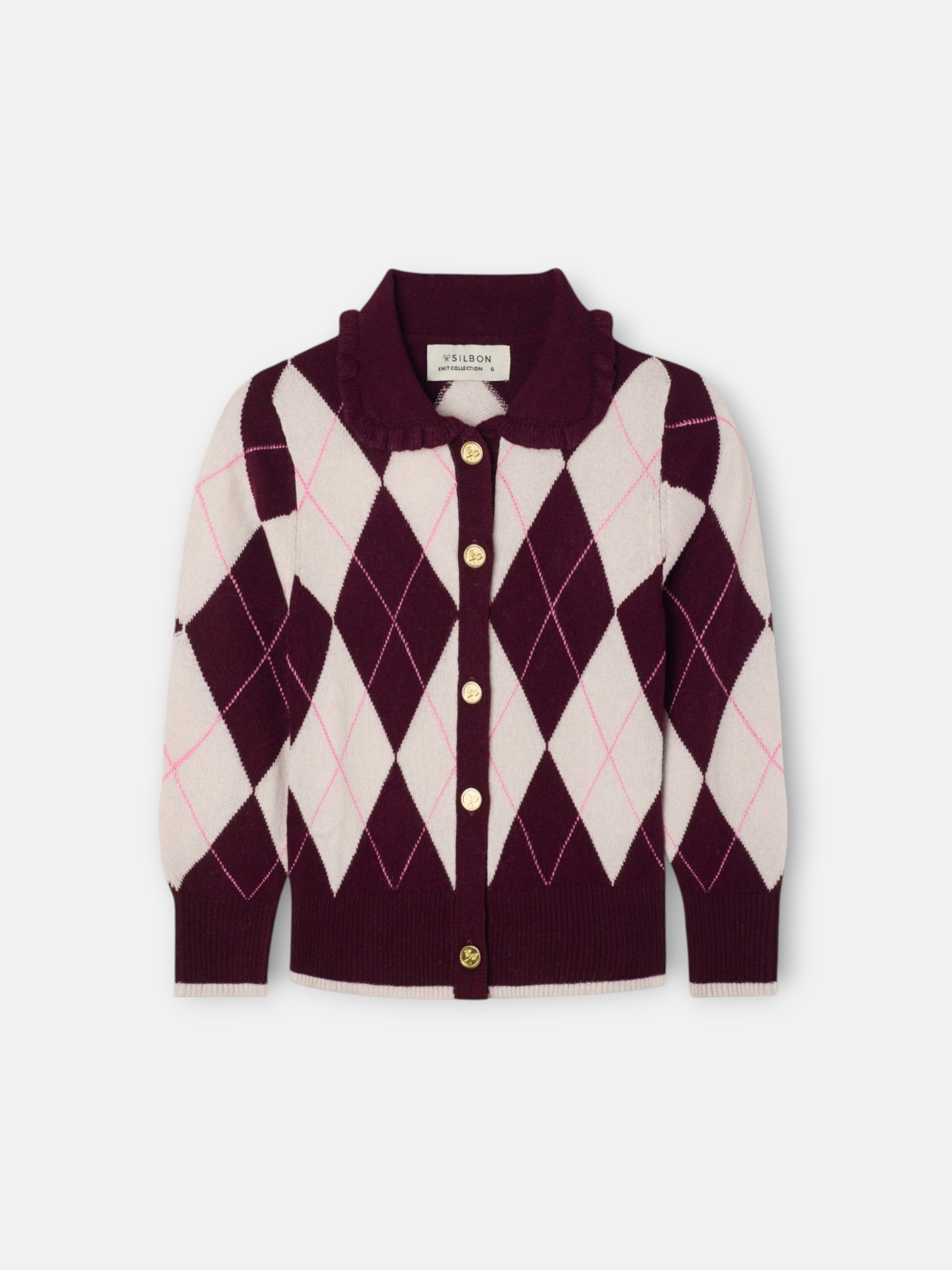Cardigan girl rombos granate