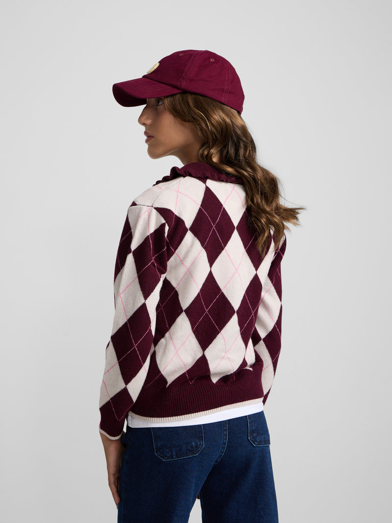 Cardigan girl burgundy diamonds