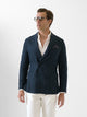 Navy blue comfort double-breasted blazer
