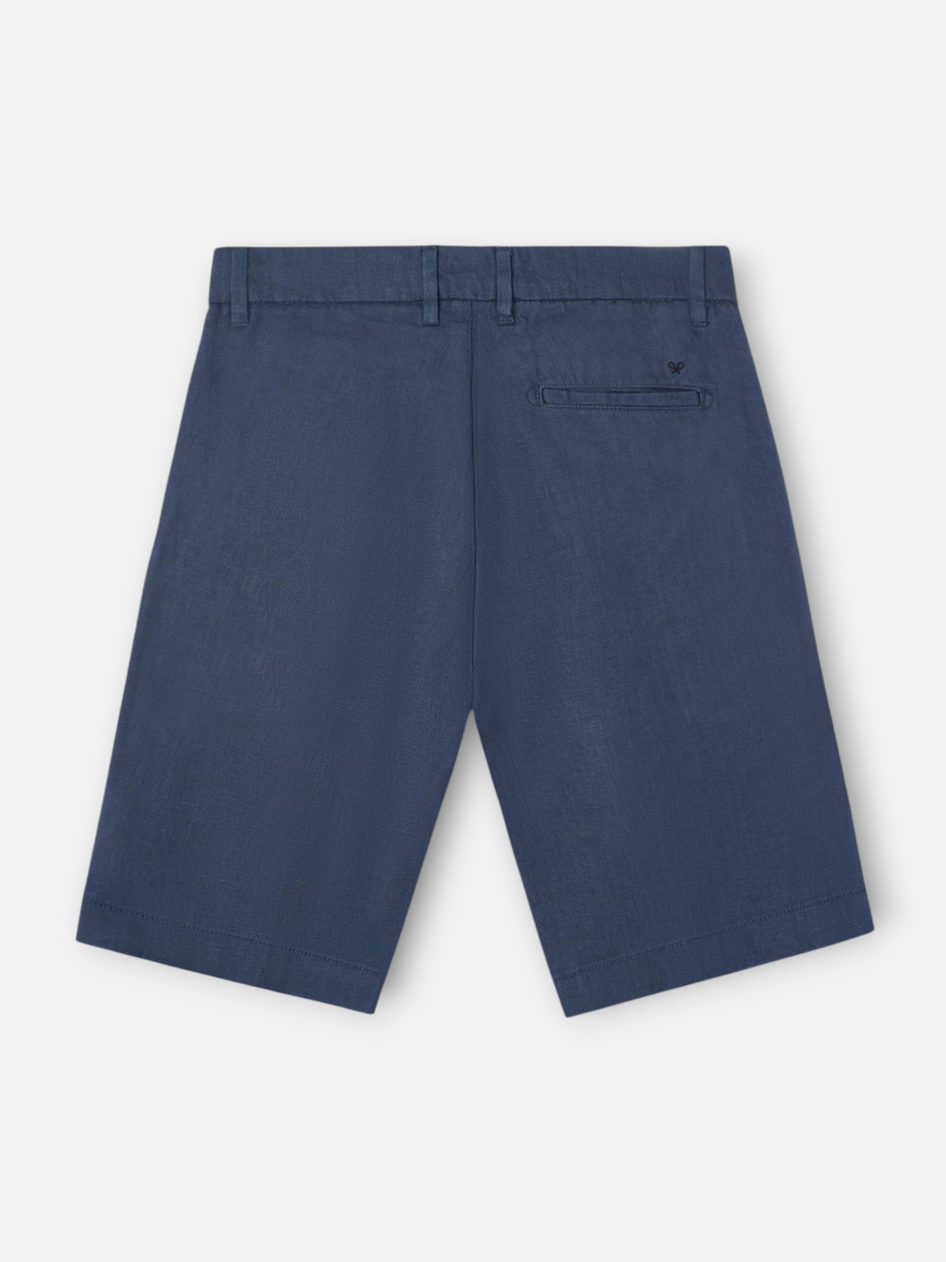 Bermuda de linho lisa azul índigo