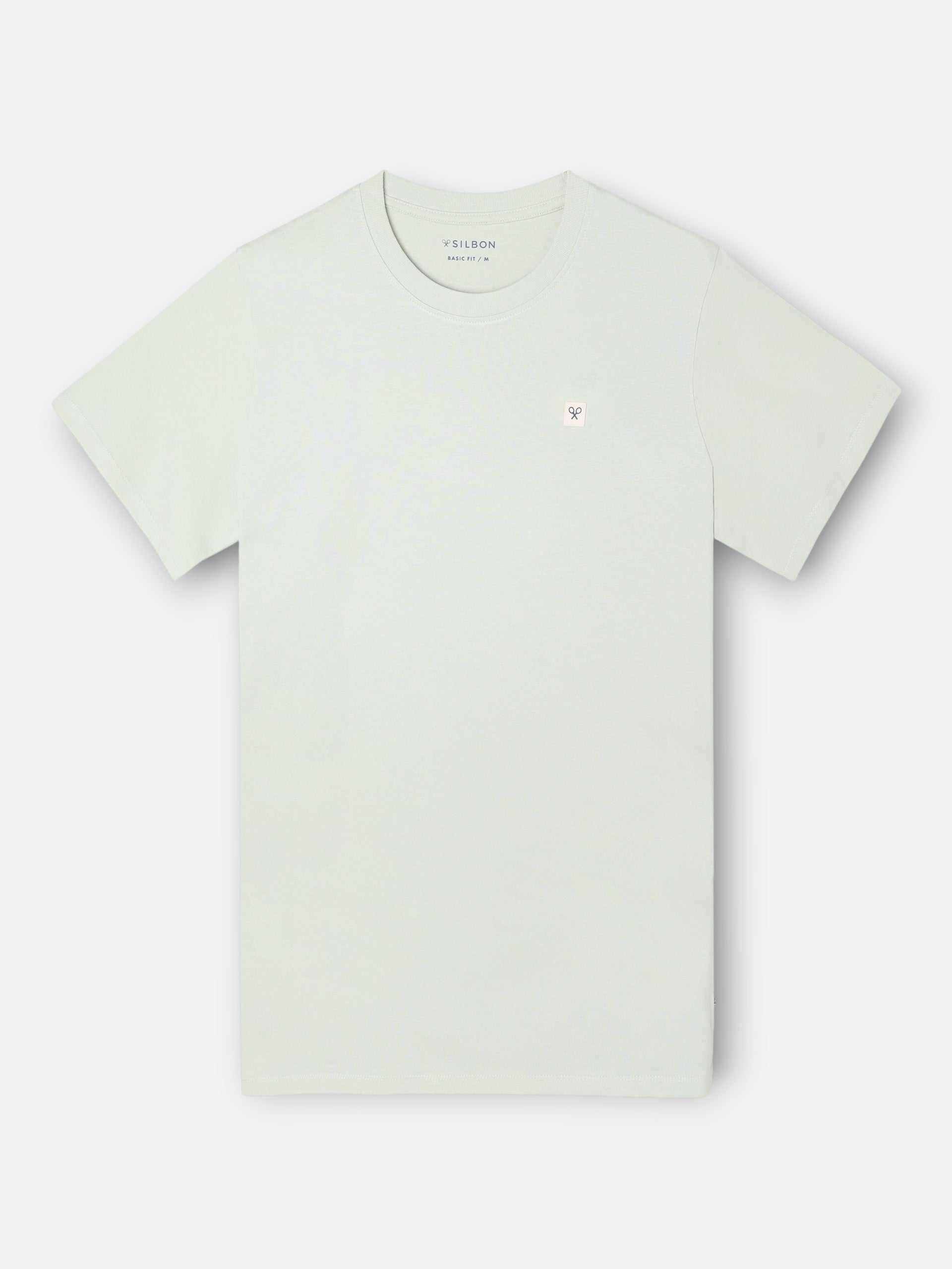 Plain T-shirt with light green mini logo patch
