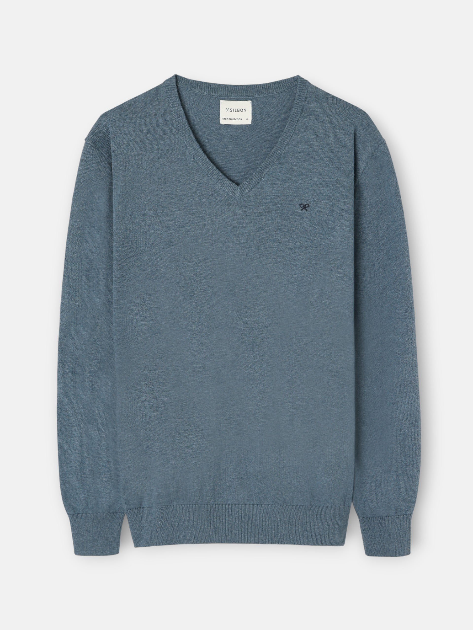 Jersey liso cuello pico azul claro