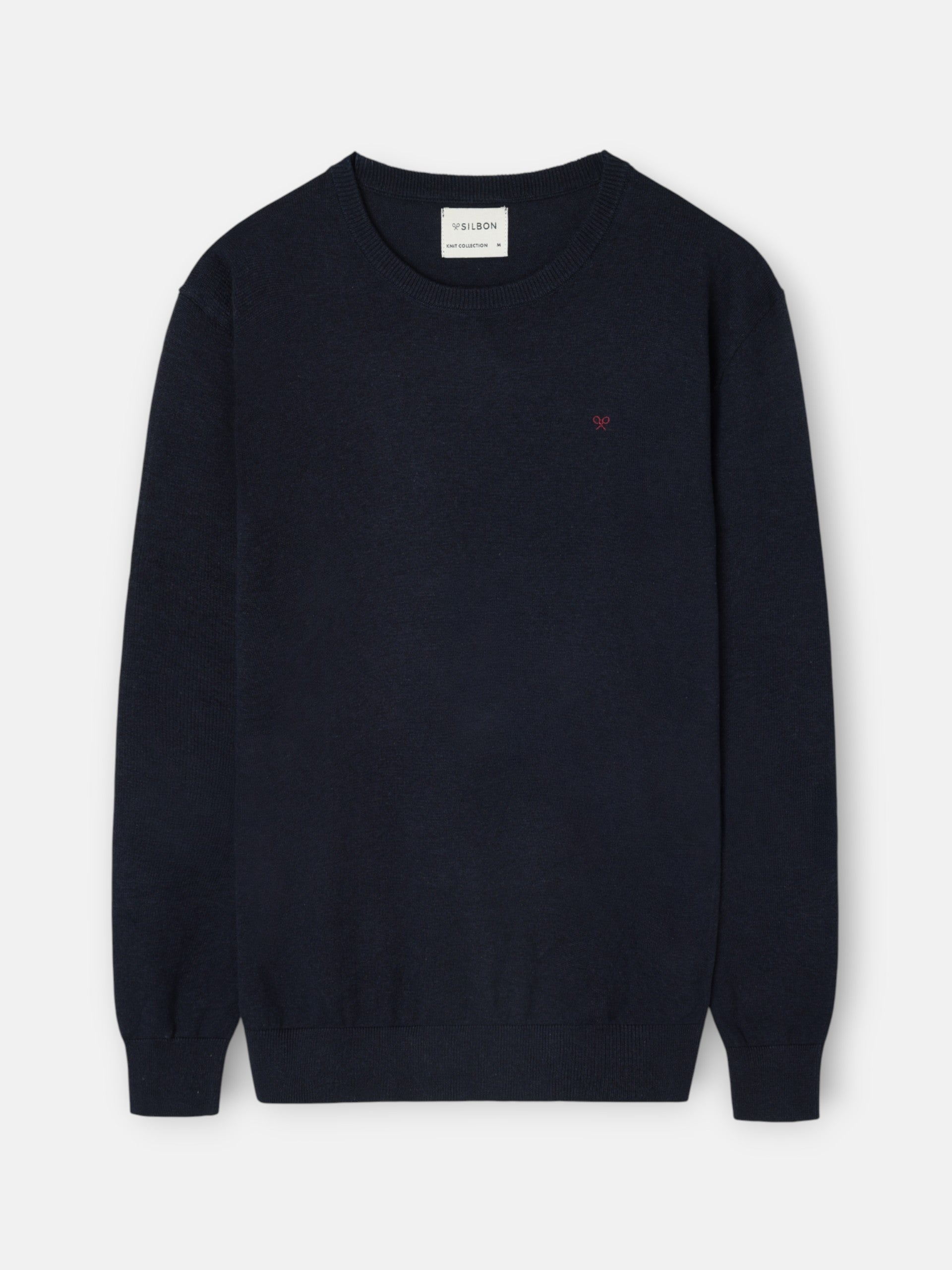 Plain navy blue crew neck sweater
