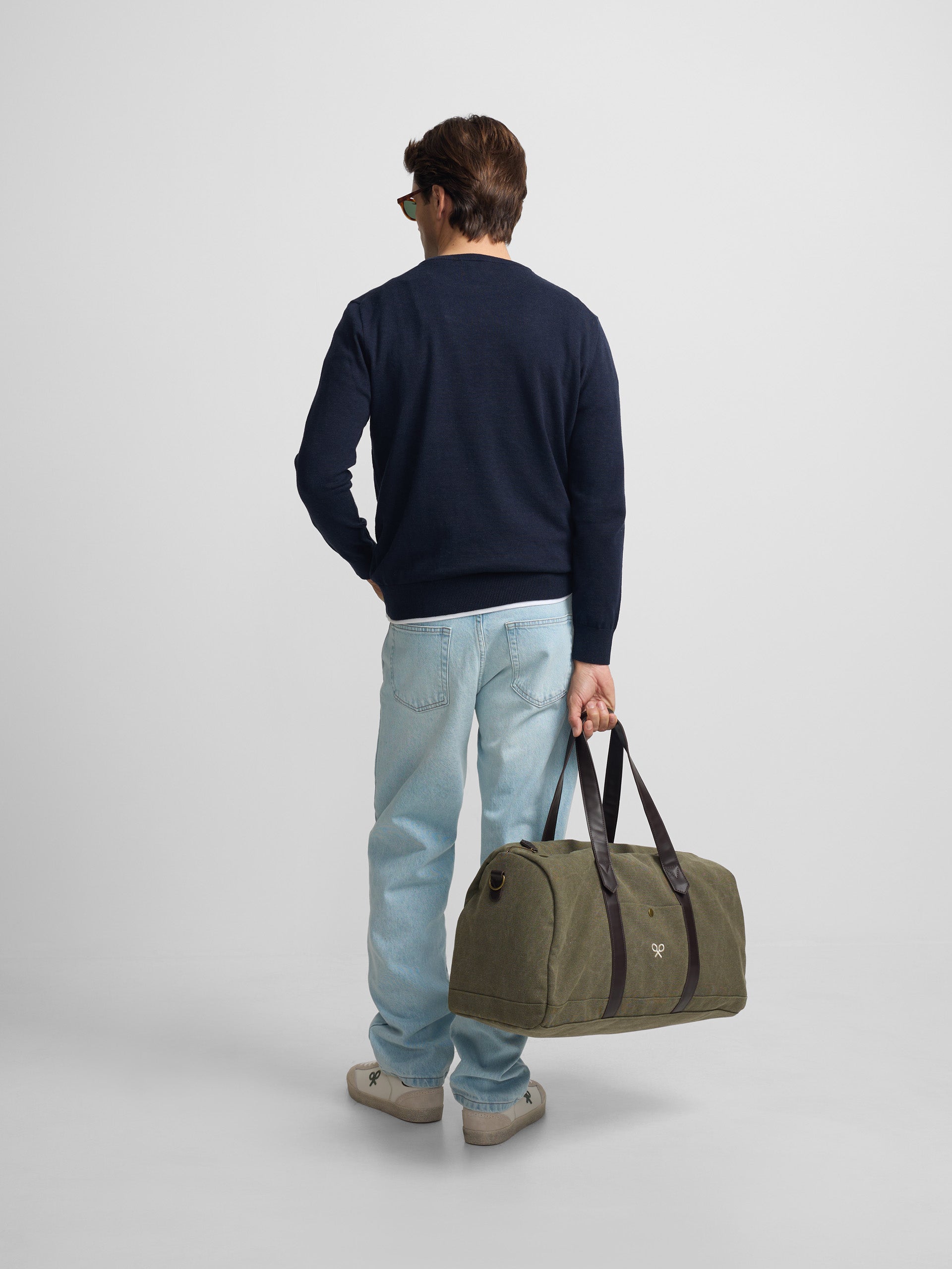Plain navy blue crew neck sweater