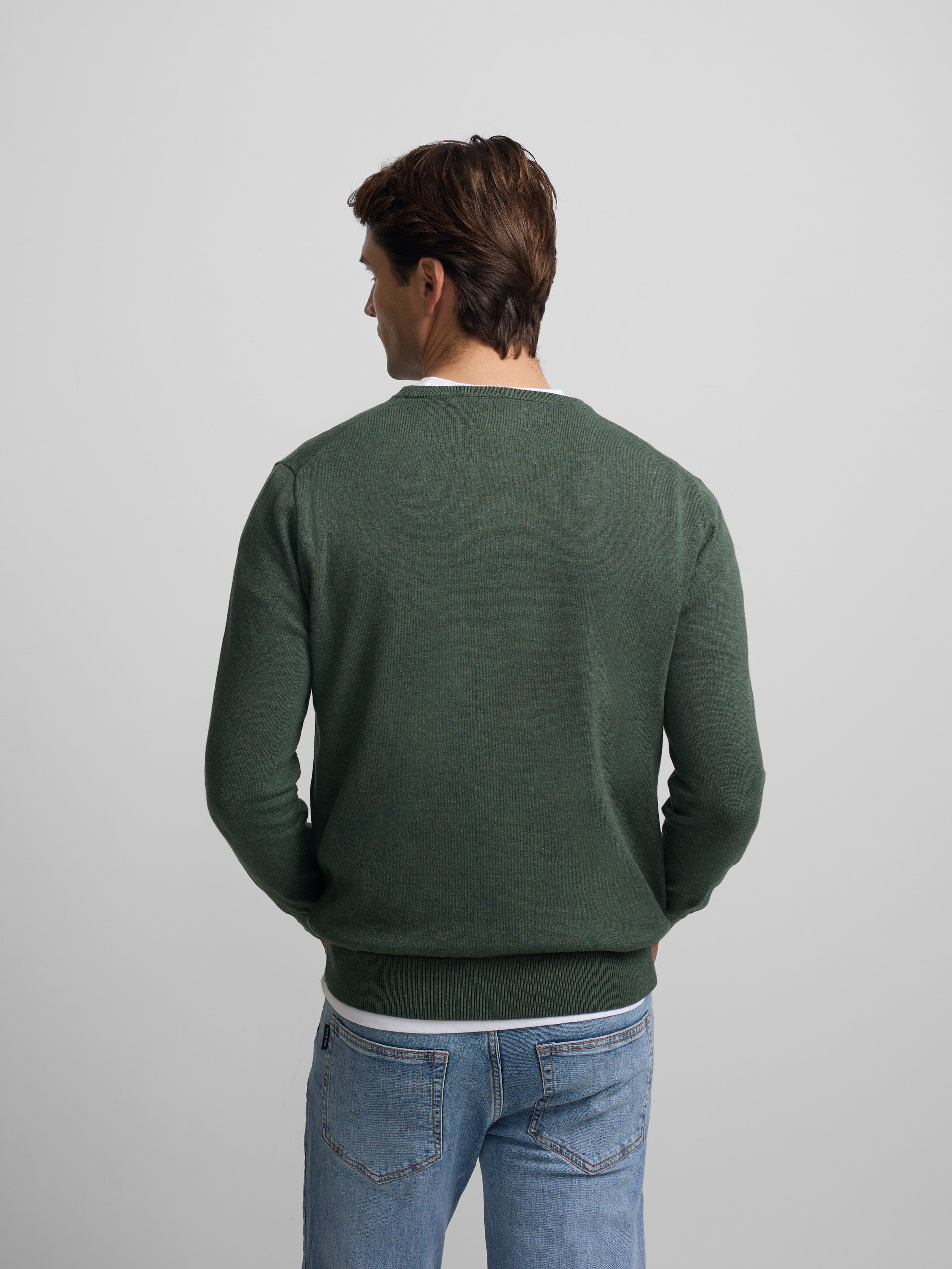 Plain green crew neck sweater
