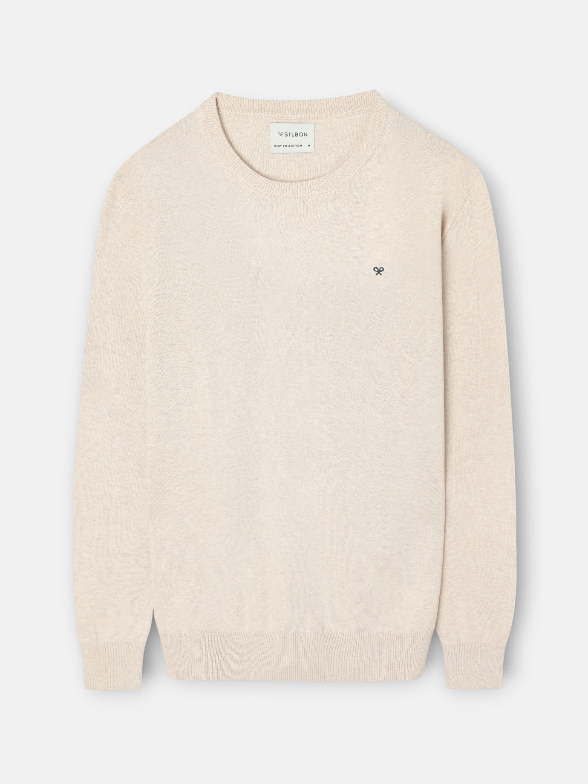 Plain cream crew neck sweater