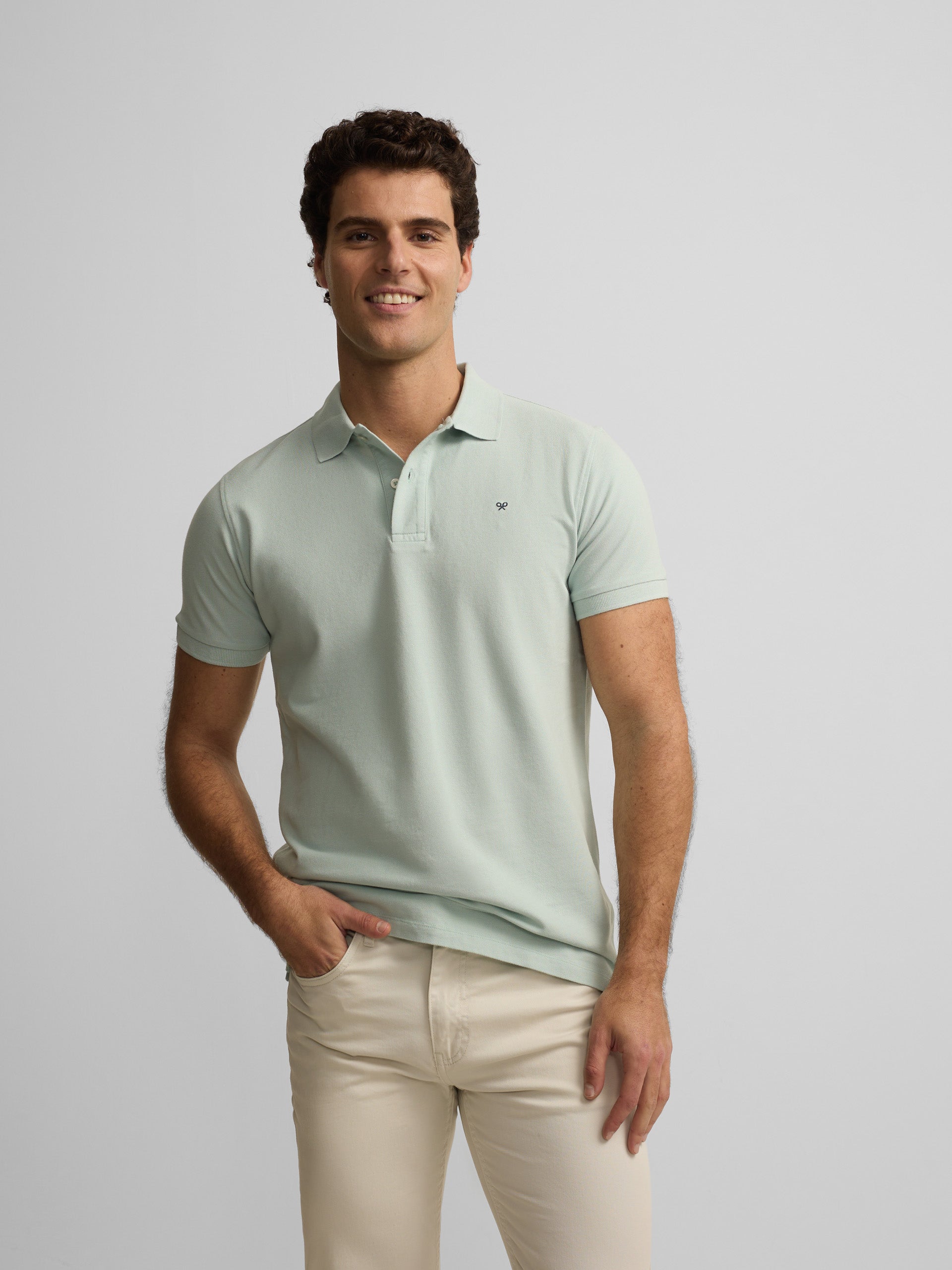 Polo clasico liso azul claro