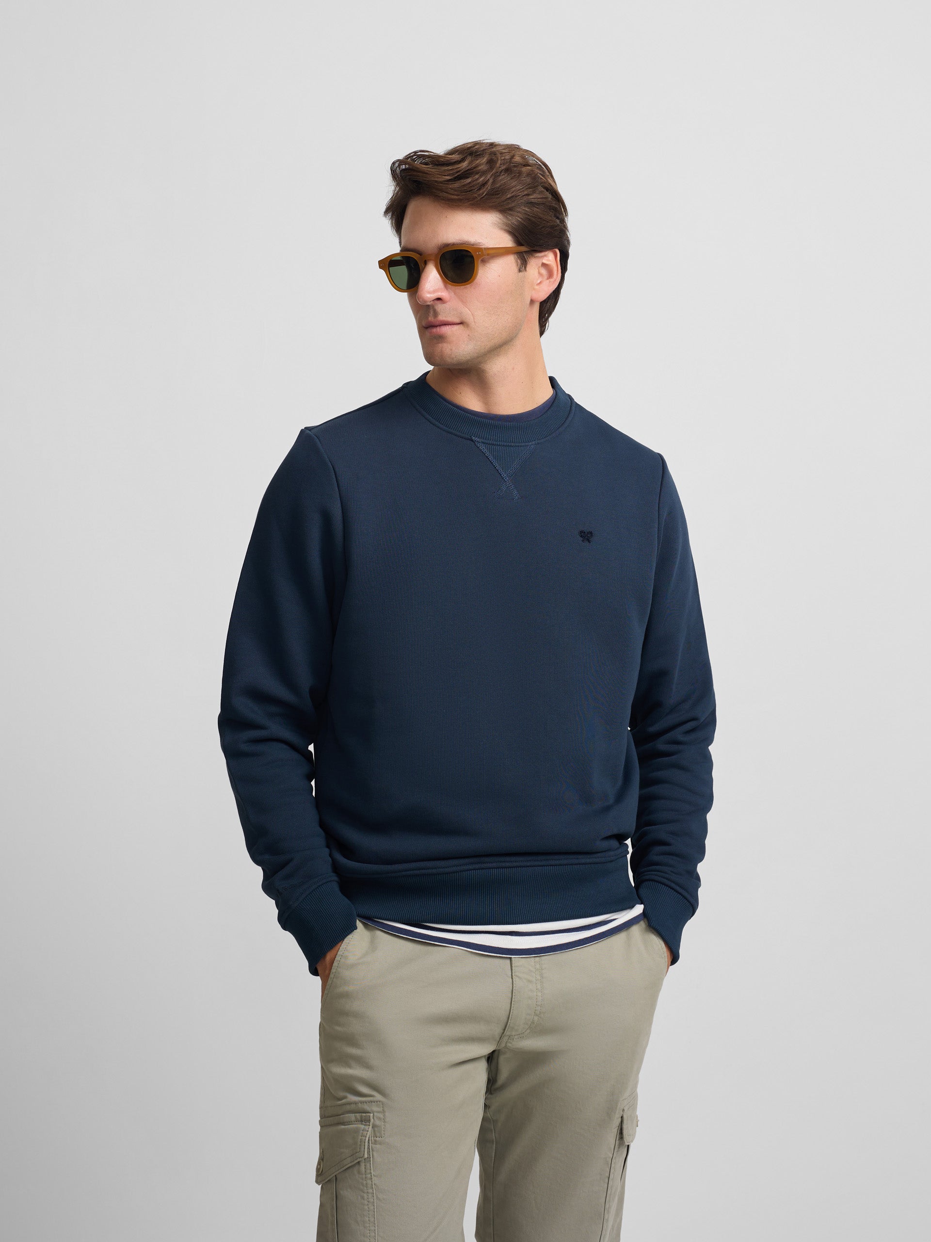 Sudadera Silbon minilogo rizo azul marino