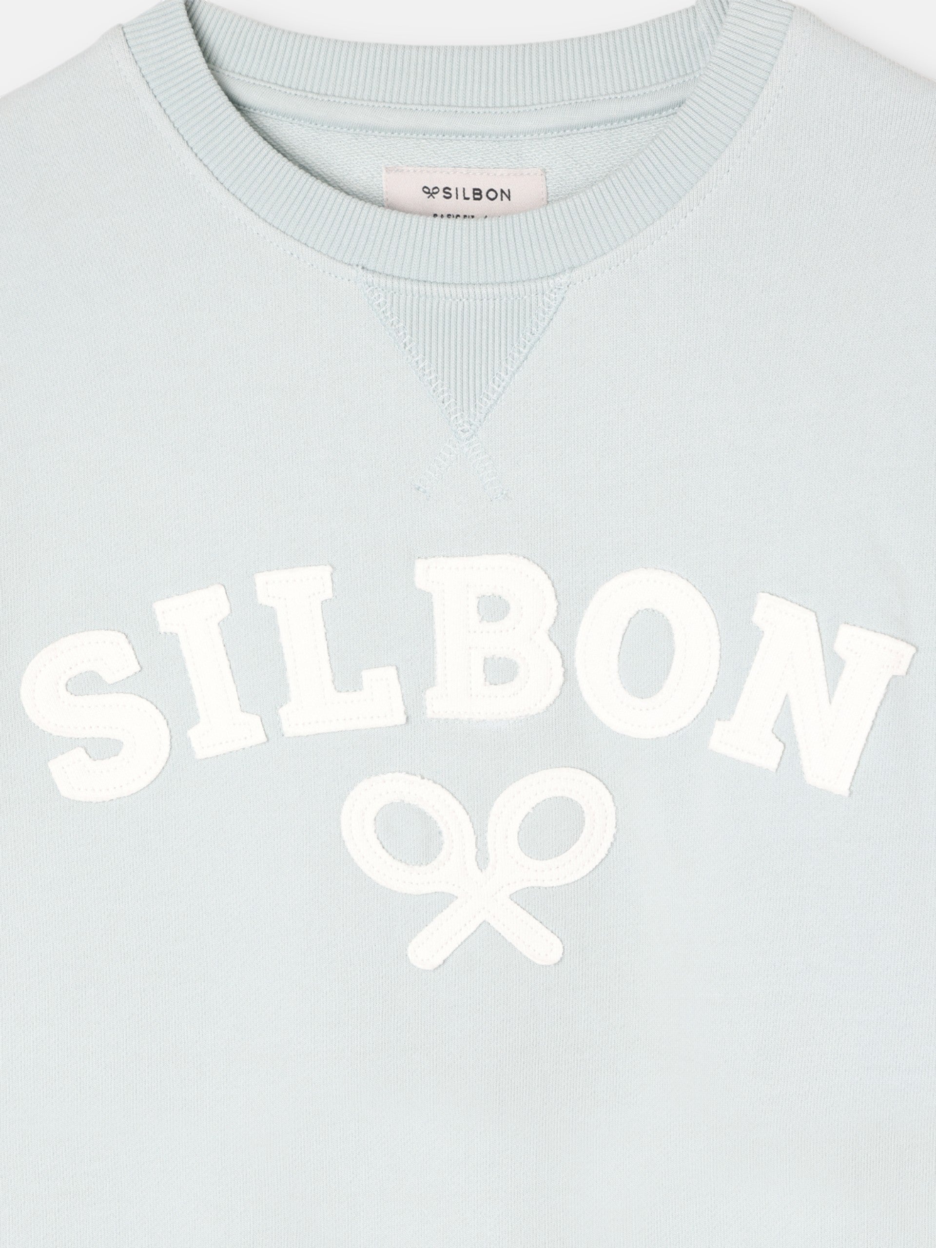 Silbon sweatshirt with half racket in aquamarine