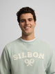 Silbon sweatshirt with half racket in aquamarine