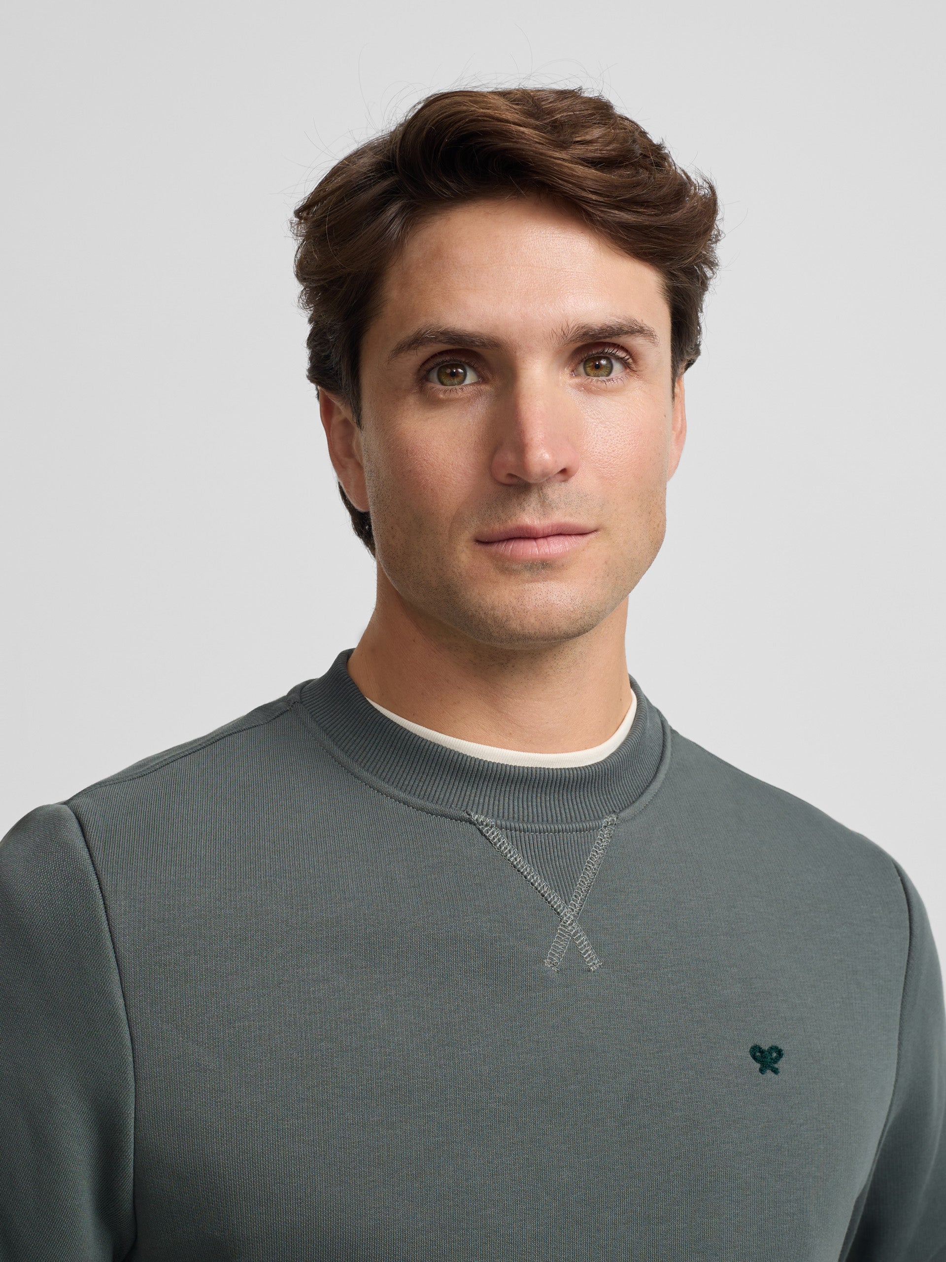 Silbon sweatshirt with dark green terry mini logo