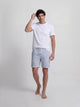 Pijama corto bolsillo rayas azul gris