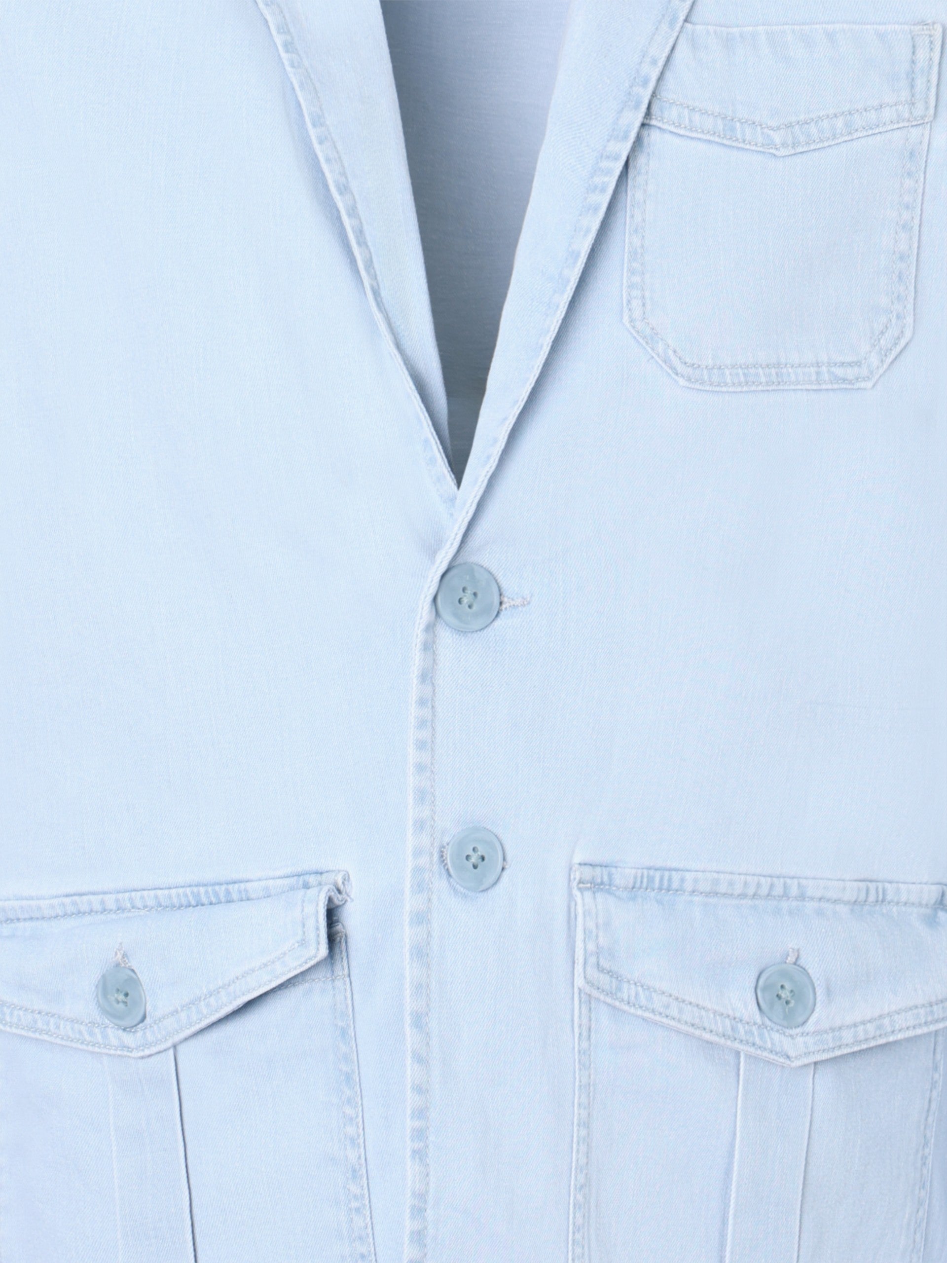 Light blue denim semi-blazer with pockets