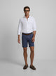 Classic indigo blue pleated Bermuda shorts