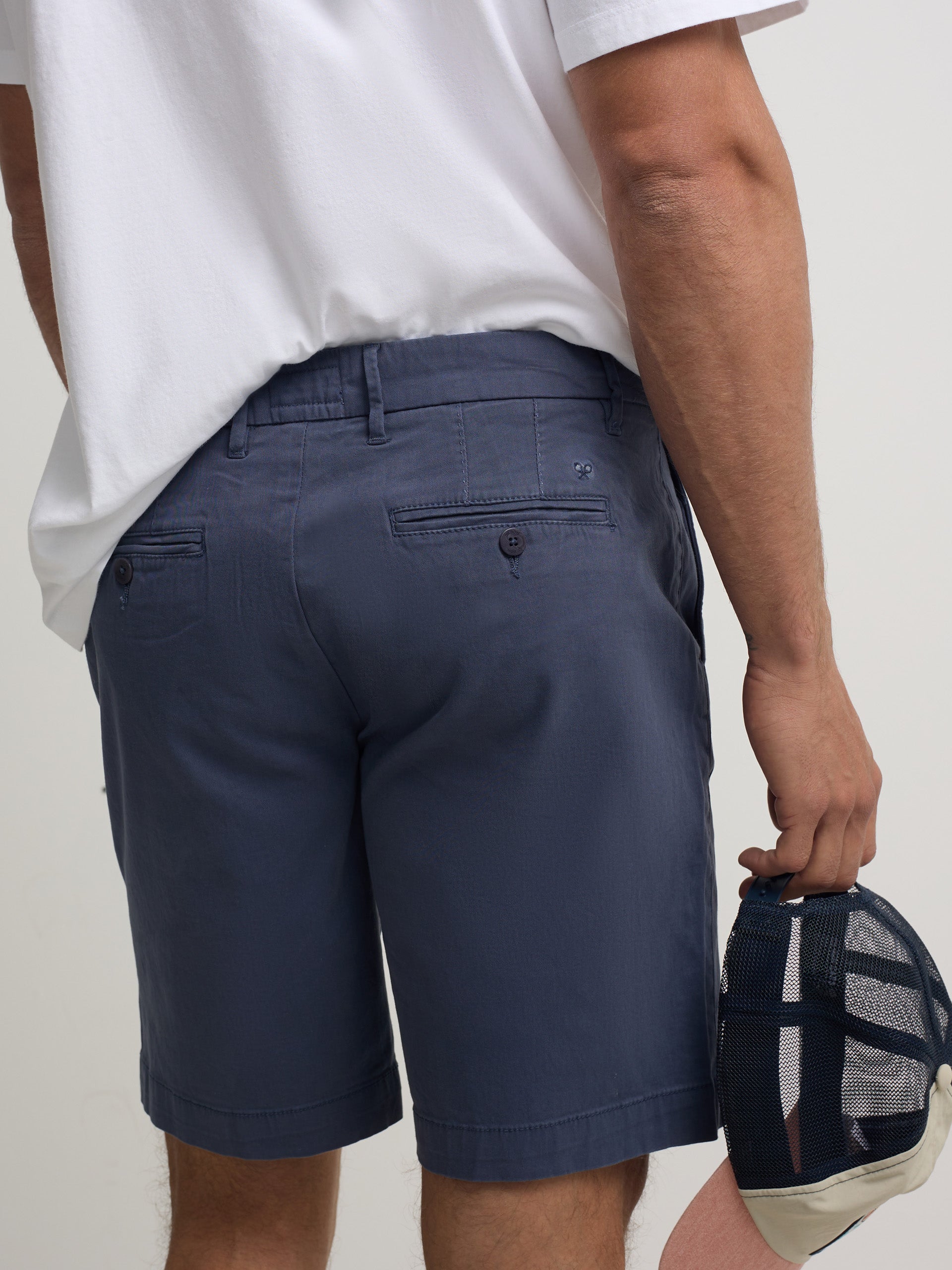 Plain indigo blue Bermuda shorts