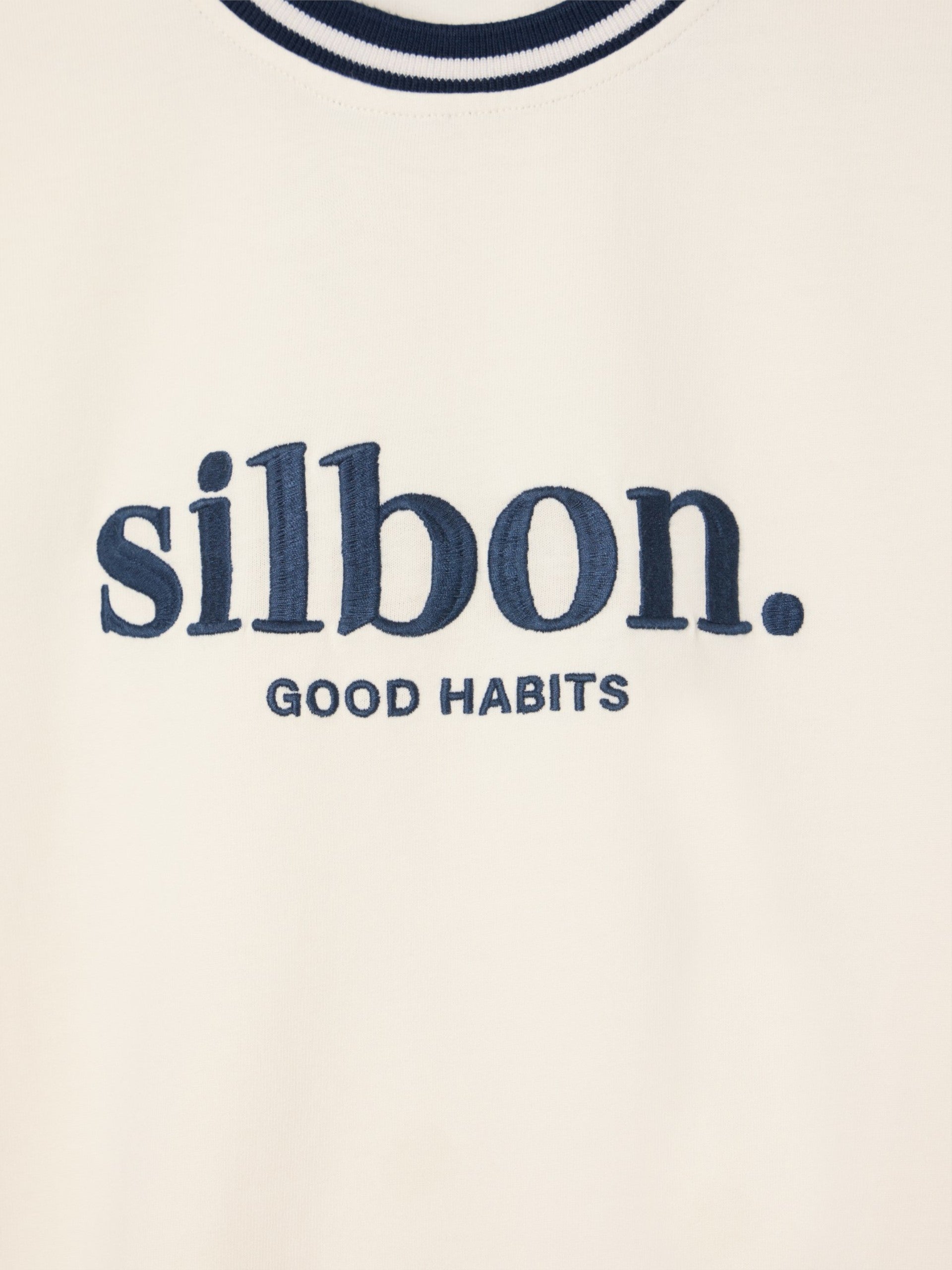 Camiseta good habits crema azul marino
