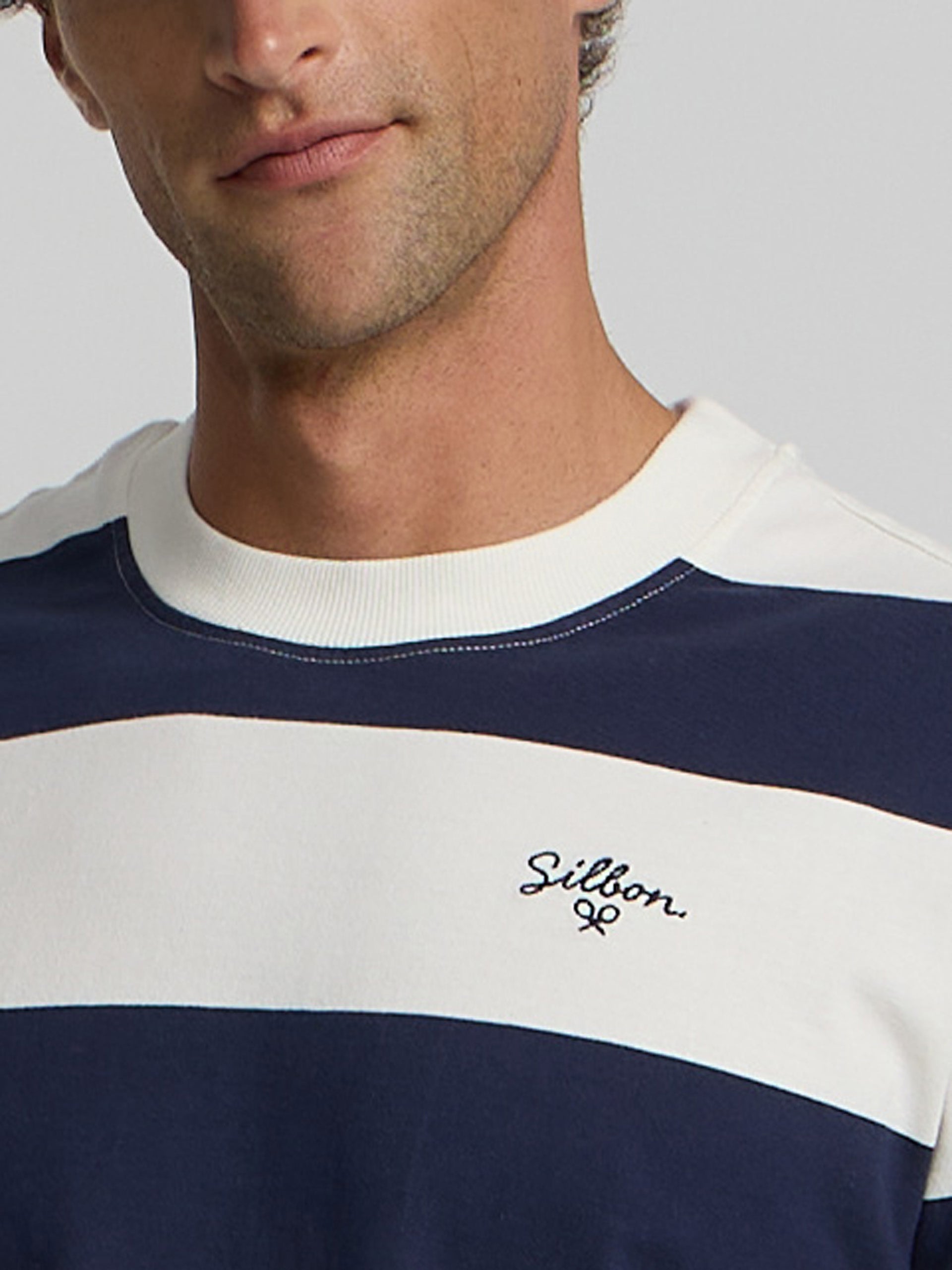 Camisola special fit risca larga azul-marinho