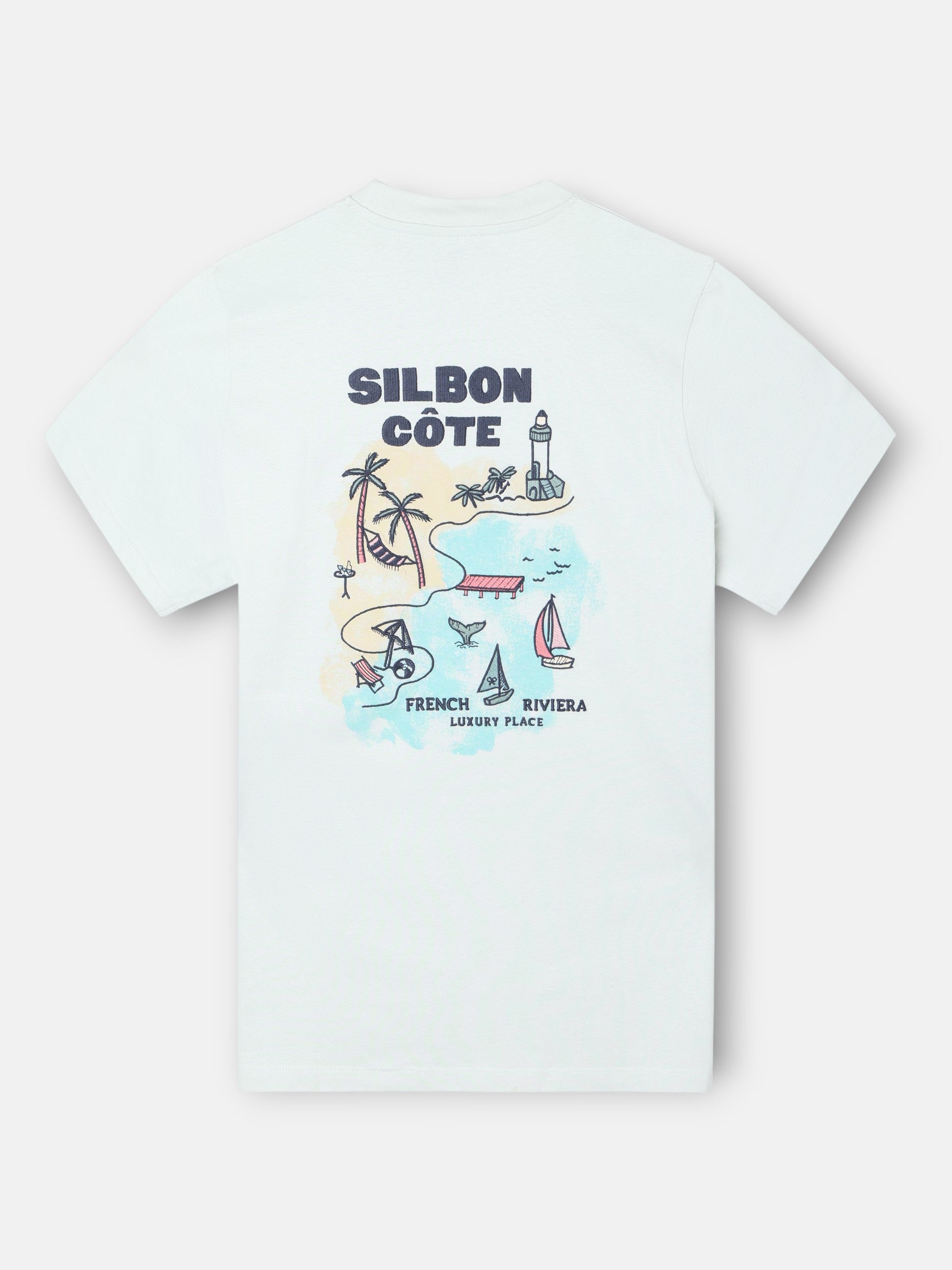 Camiseta Silbon gola água-marinha