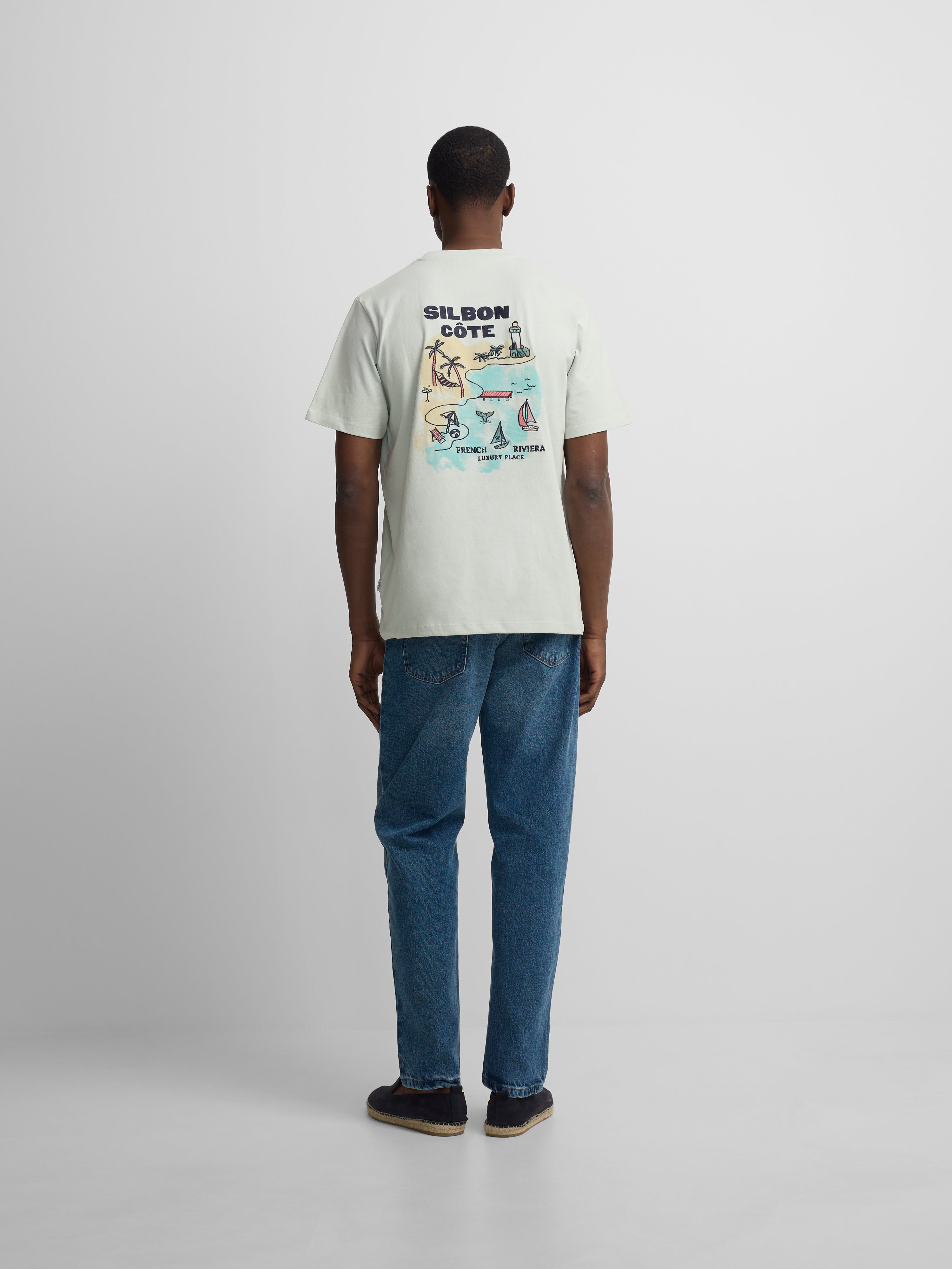 Camiseta Silbon gola água-marinha