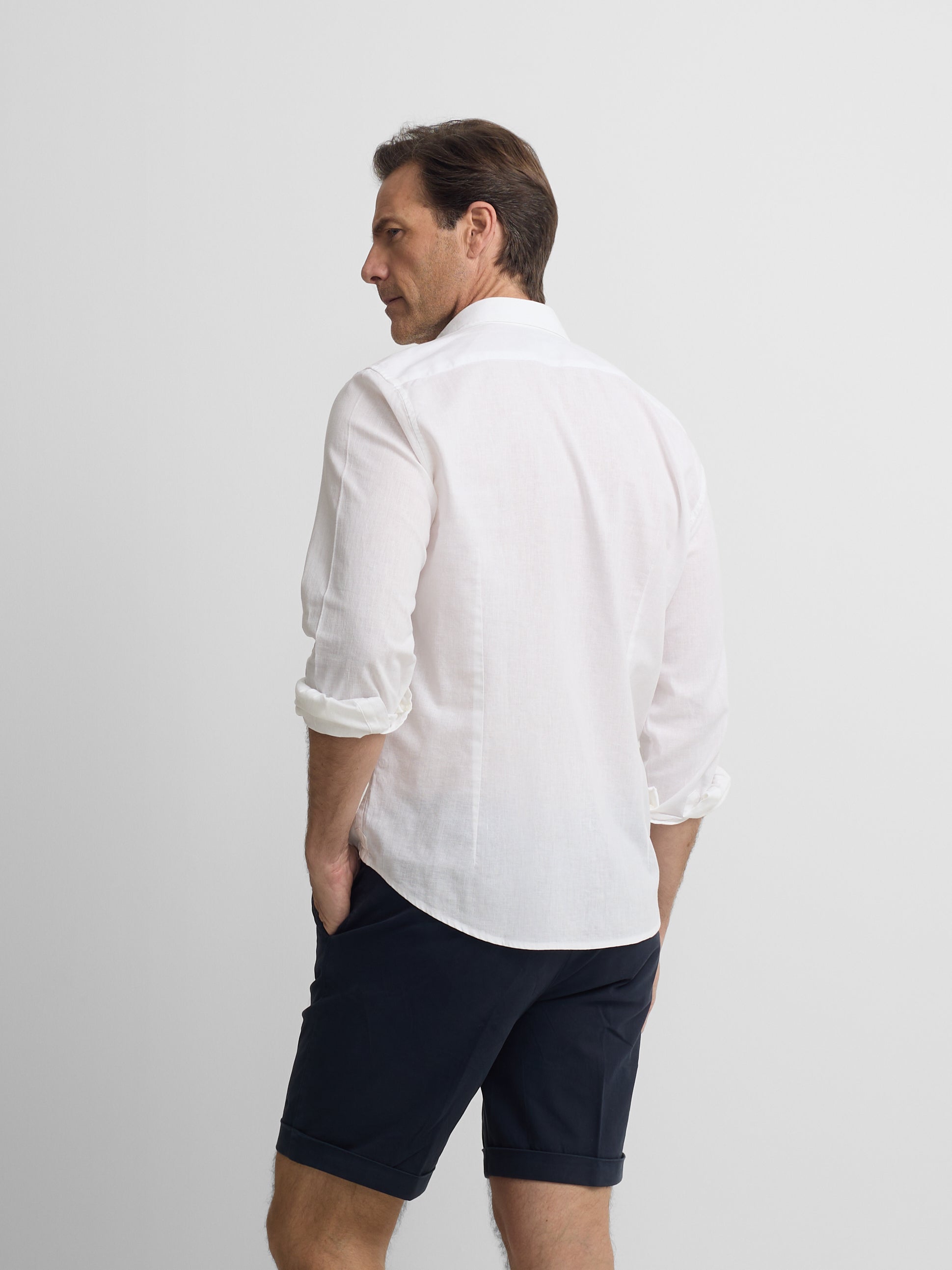 White linen sport shirt