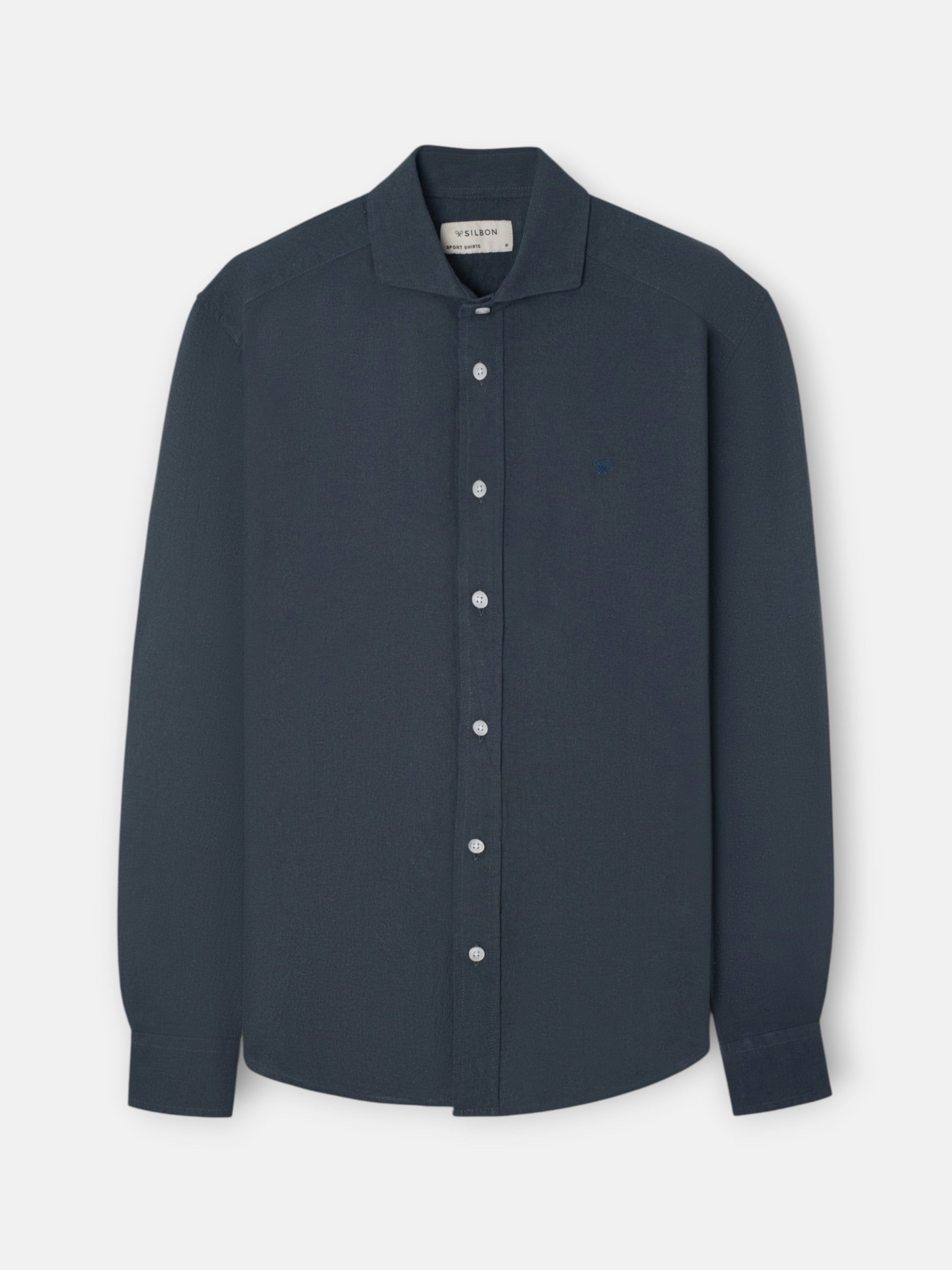Camisa sport linho azul escuro cinzento