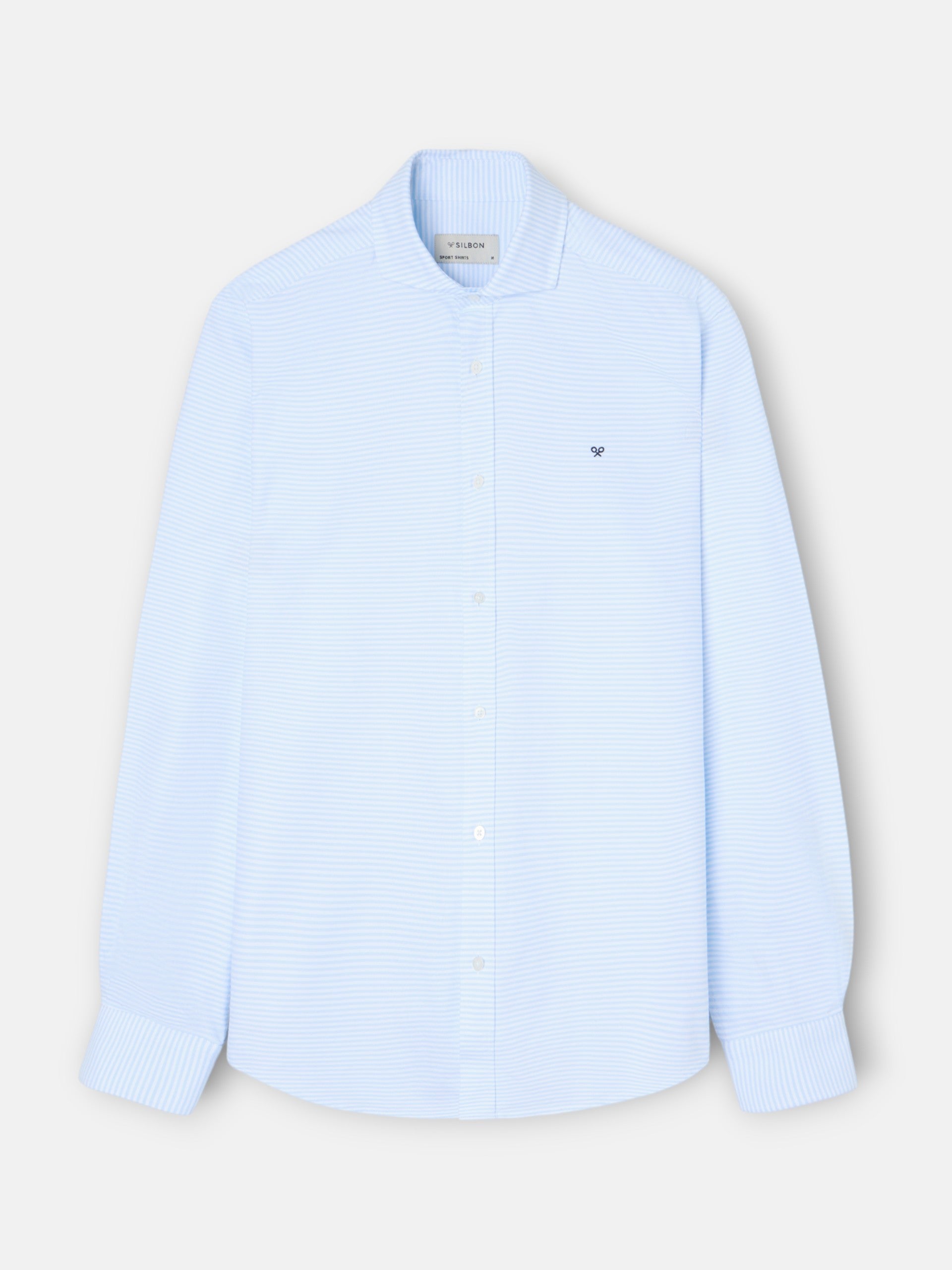 Camisa sport oxford rayas horizontales celeste