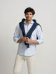 Camisa sport oxford rayas horizontales celeste
