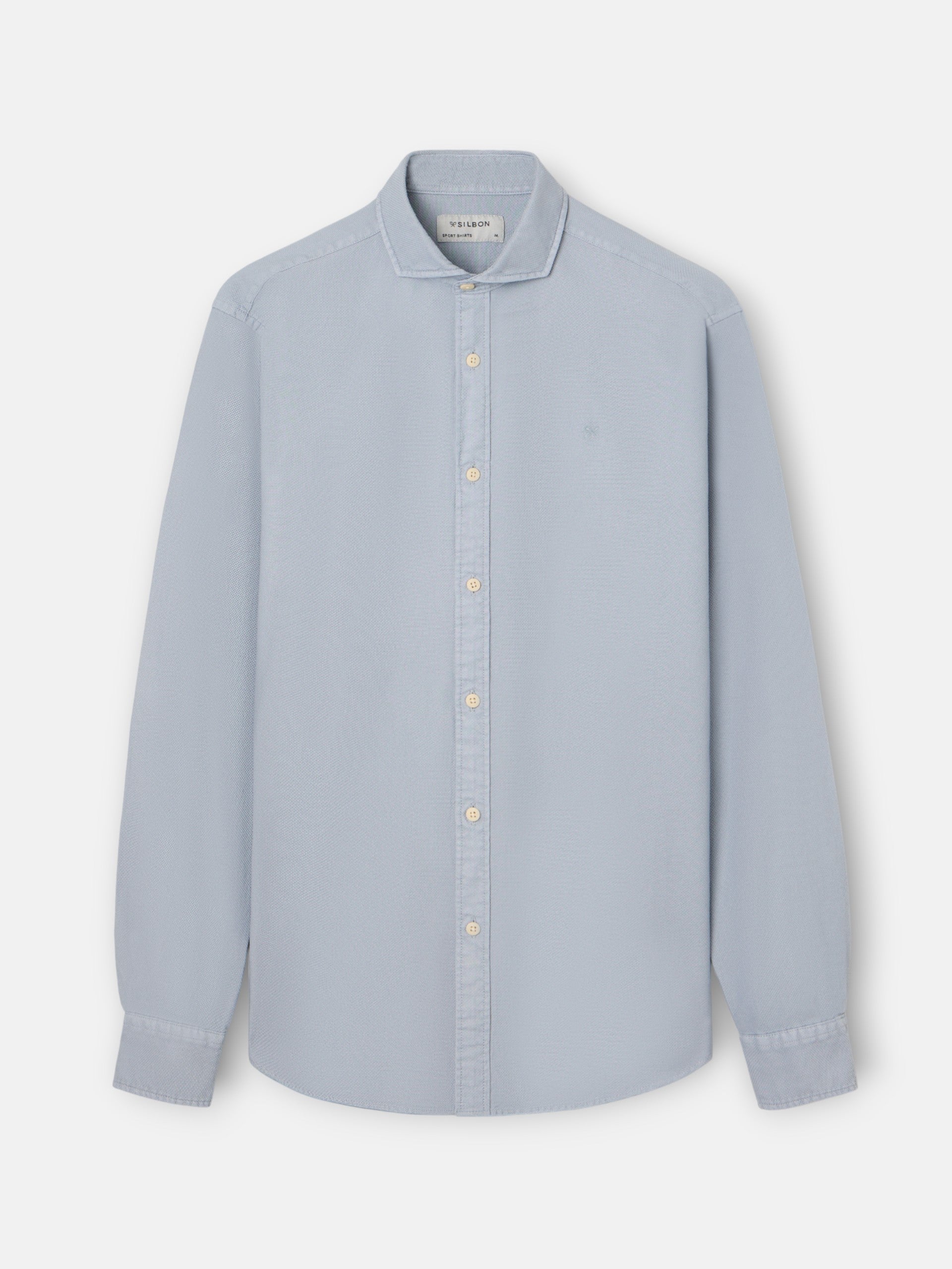 Camisa sport estructura logo azul gris