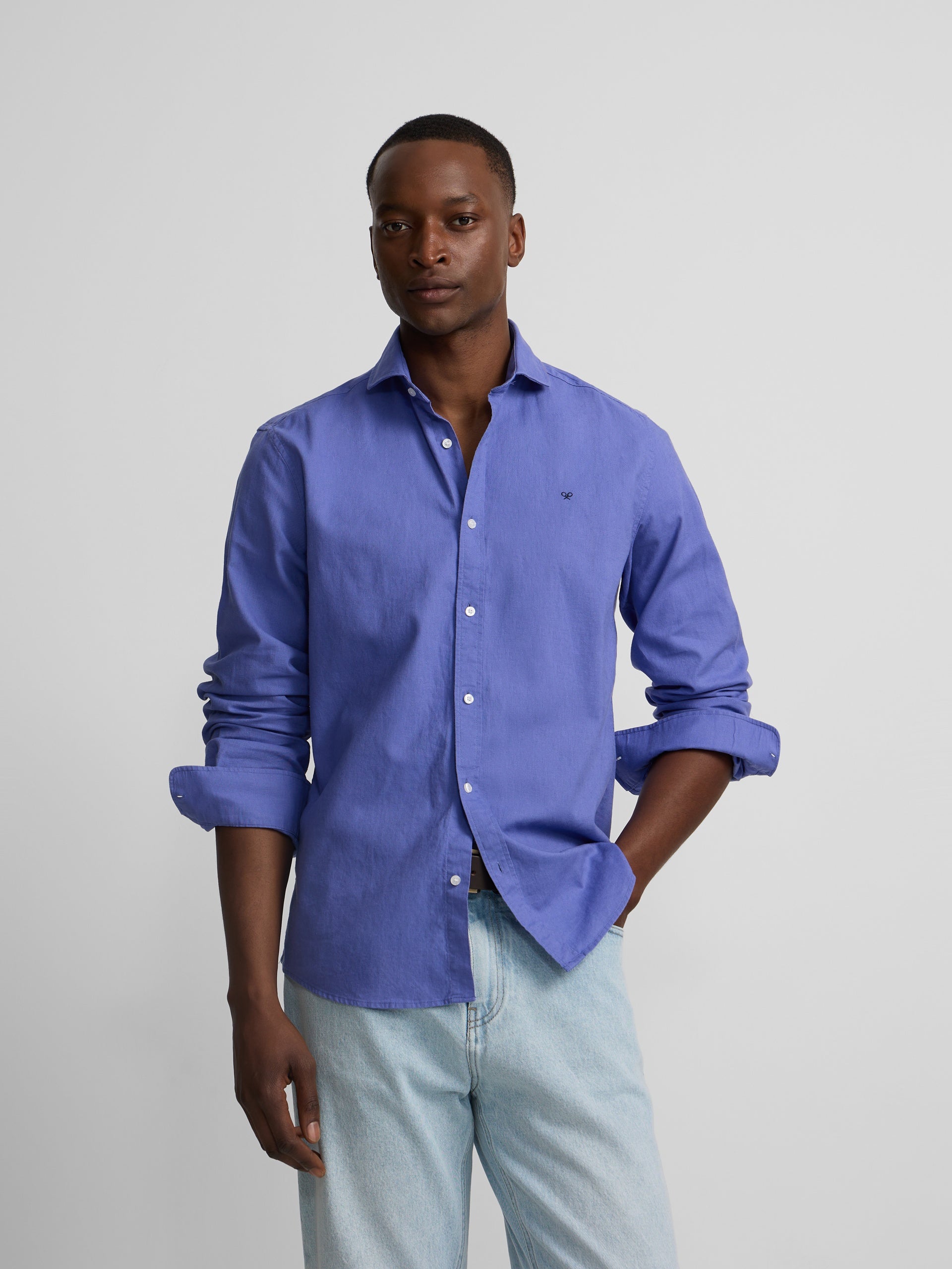 Camisa sport summer linho azul