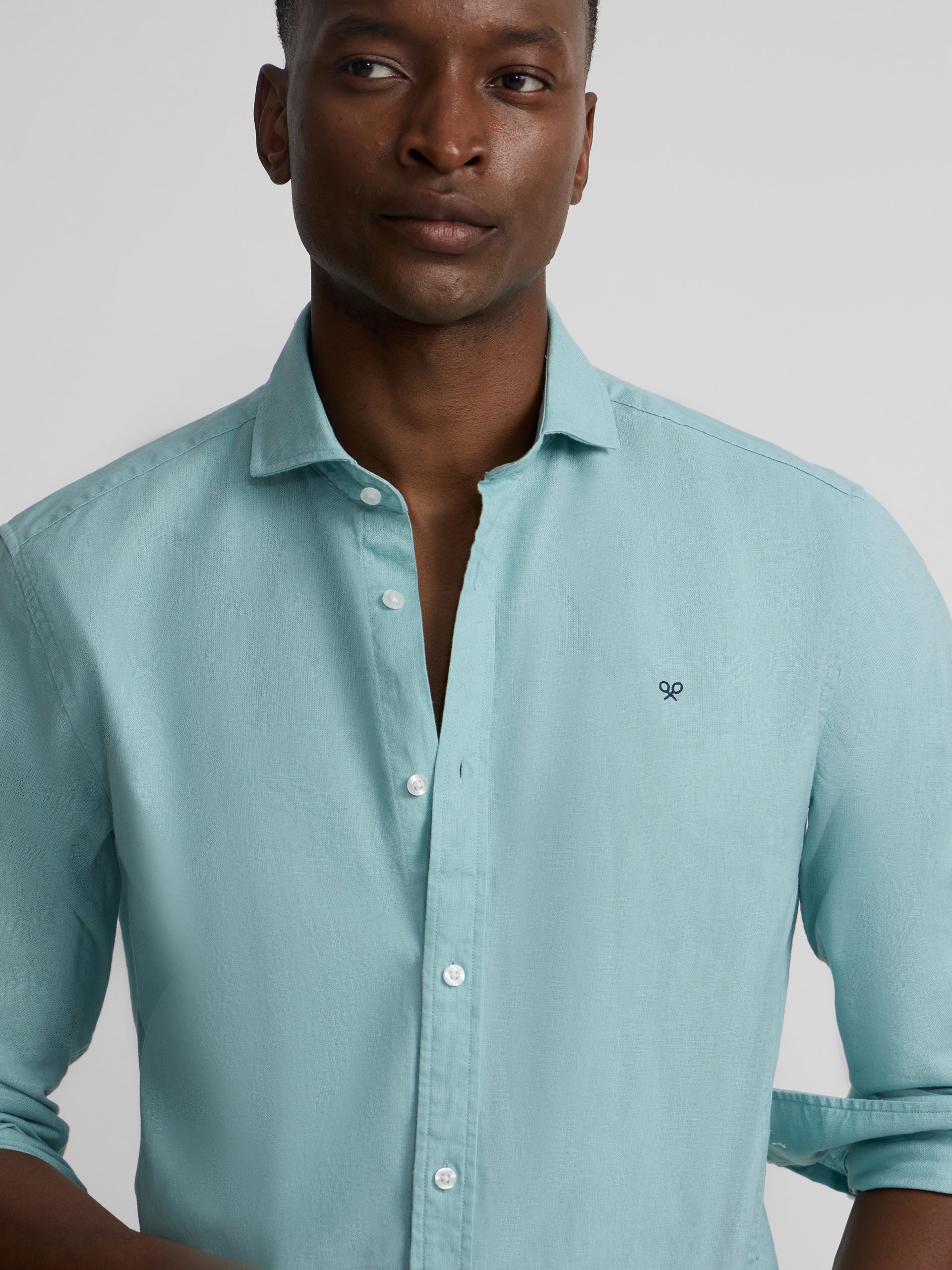 Camisa sport summer lino aguamarina