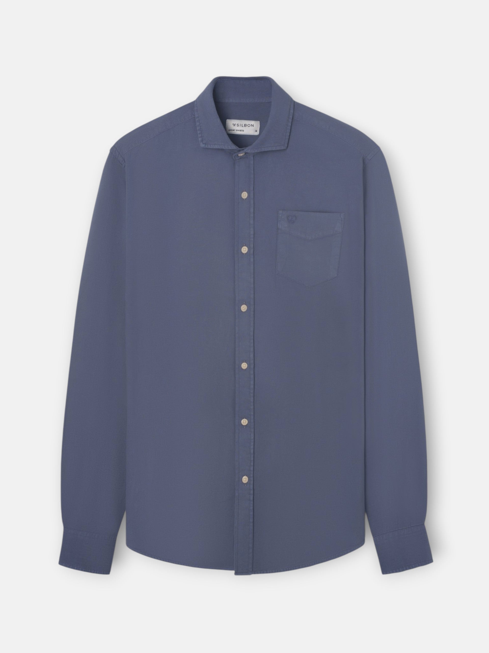 Blue worn pocket sport shirt
