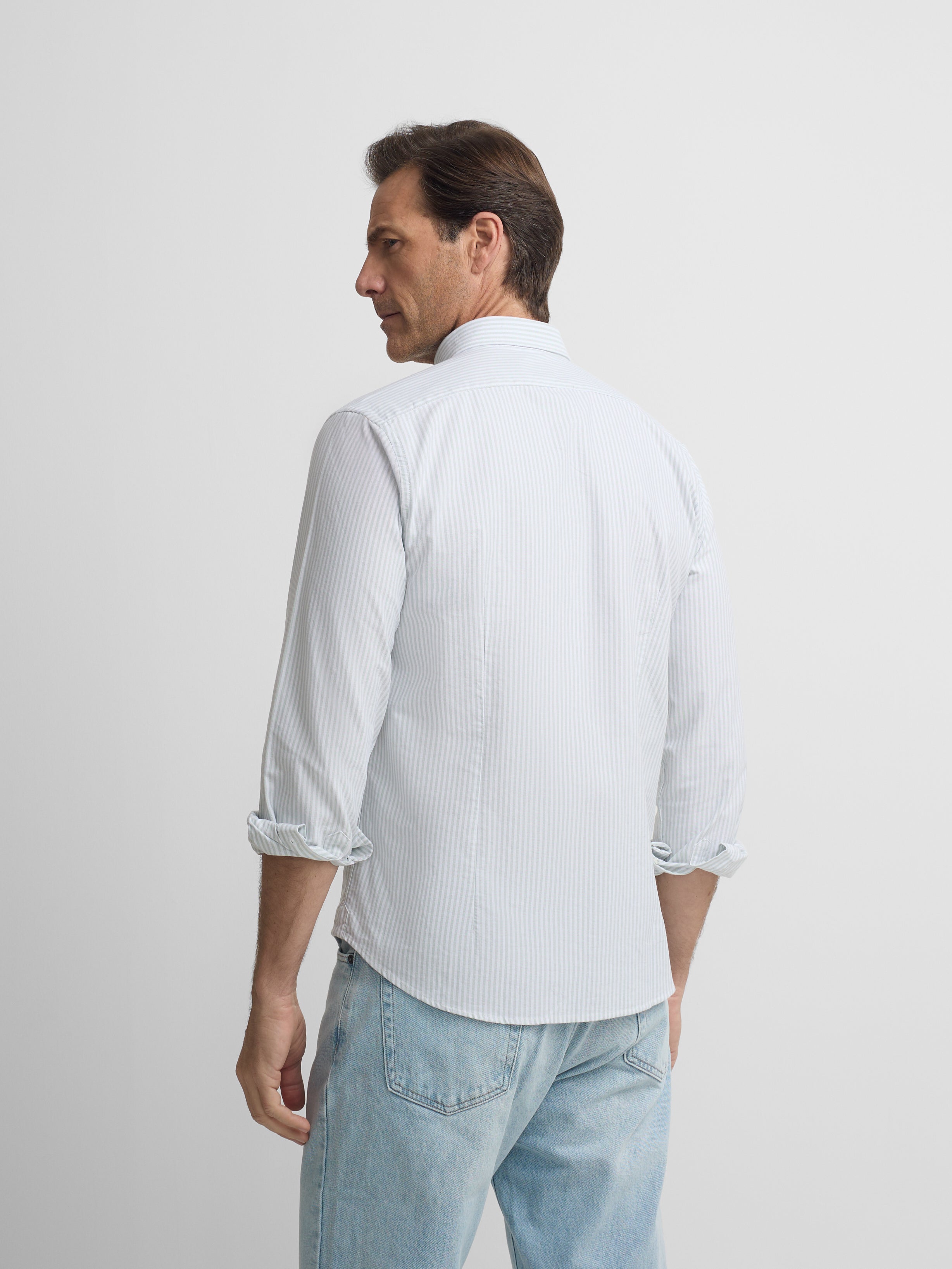 Chemise sport oxford à rayures vert clair