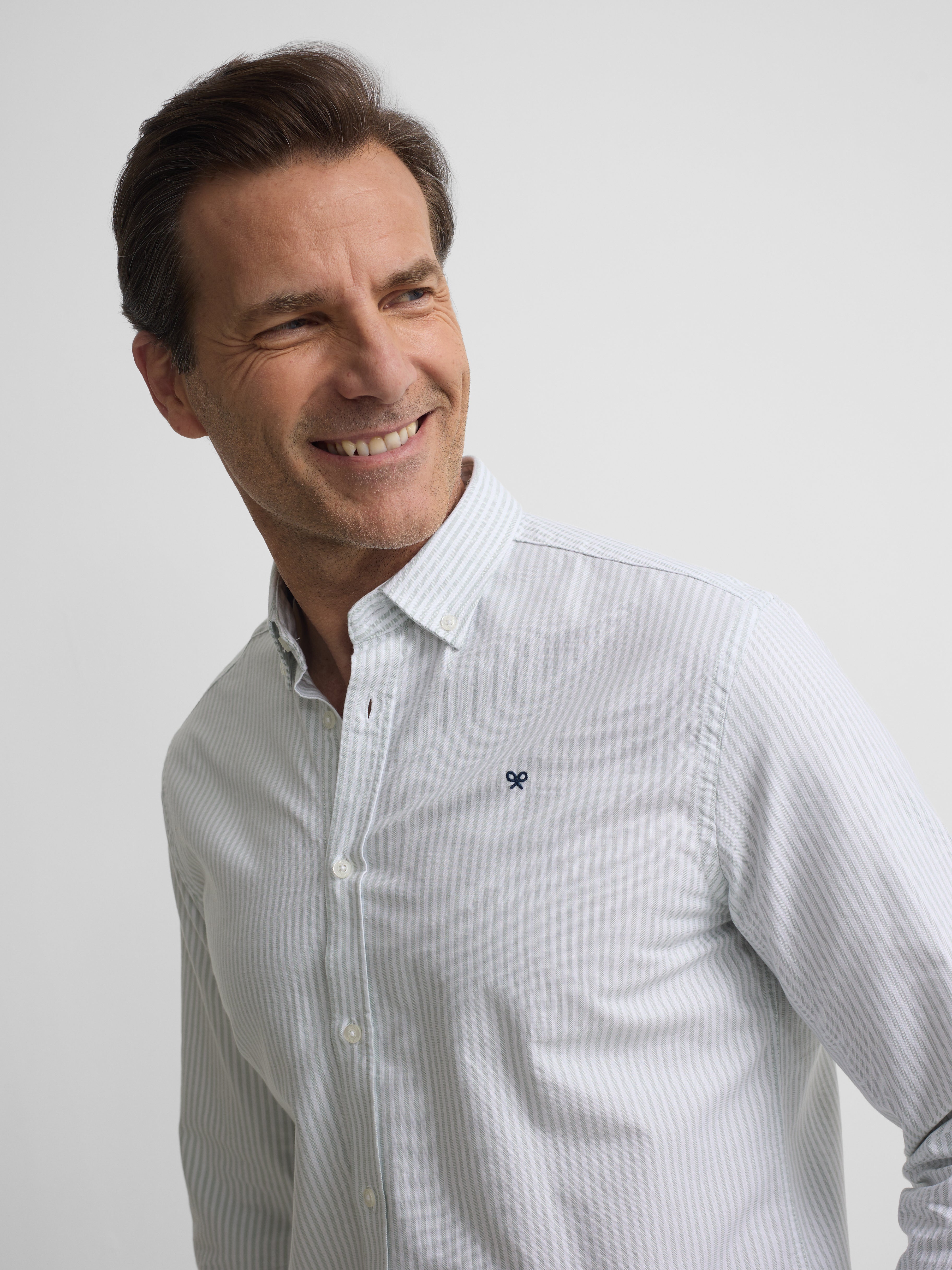 Chemise sport oxford à rayures vert clair