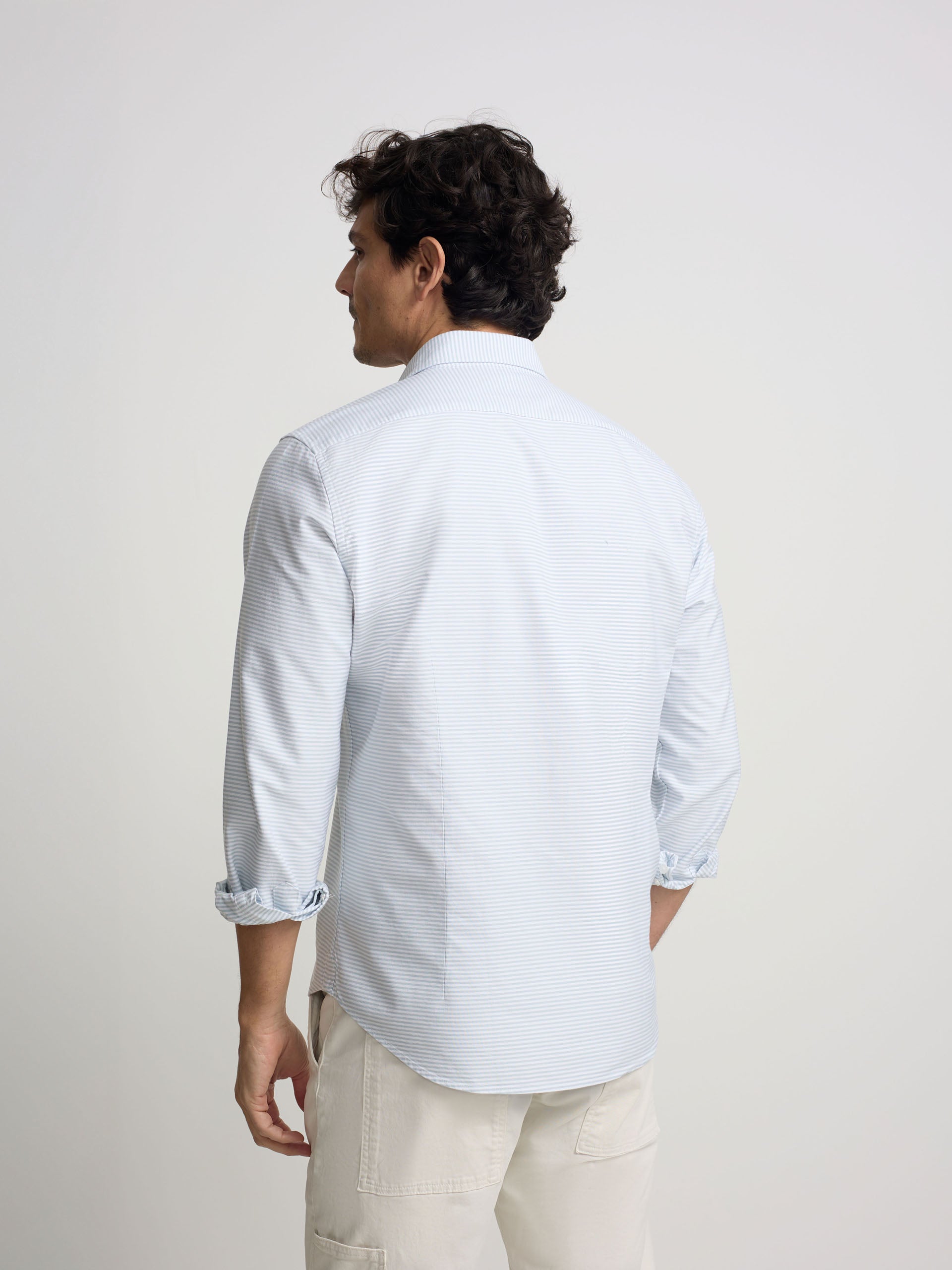 Camisa sport oxford rayas horizontales verdes
