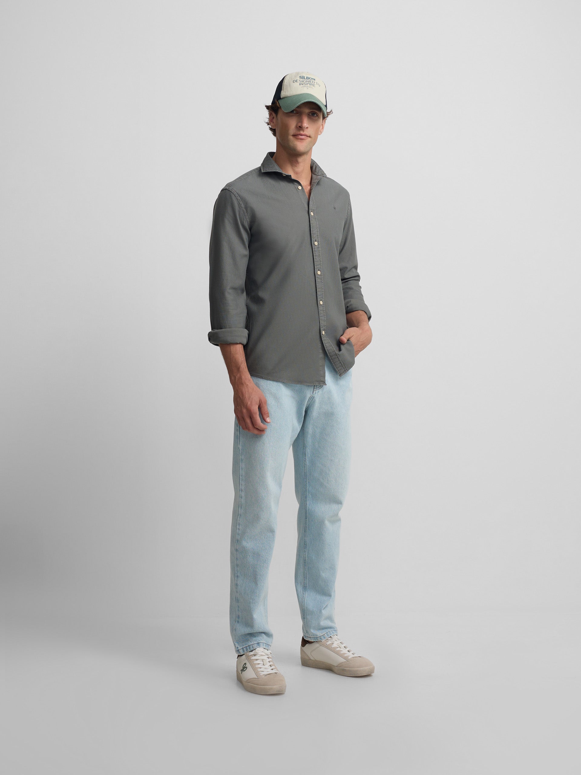 Dark green structured sport shirt with logo