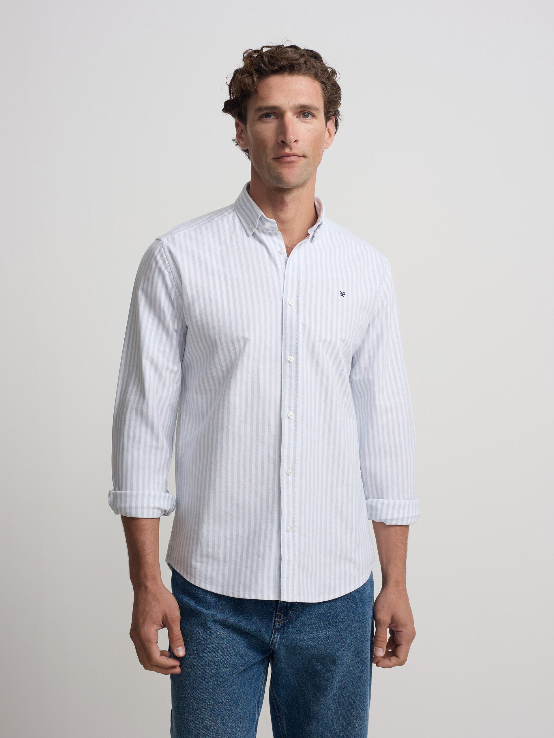 Camisa sport oxford raya media verde claro