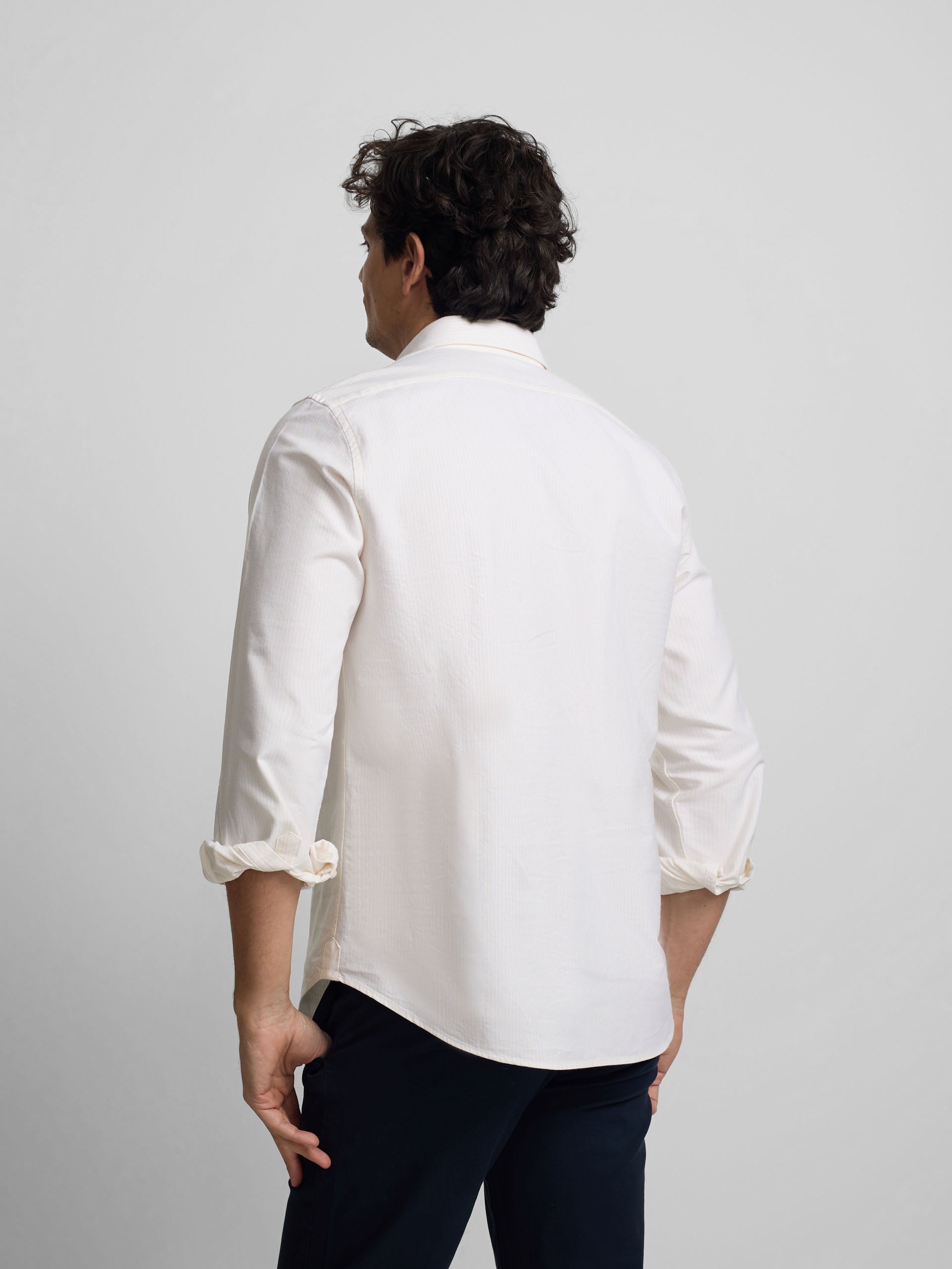 Polera sport oxford rayas amarillas
