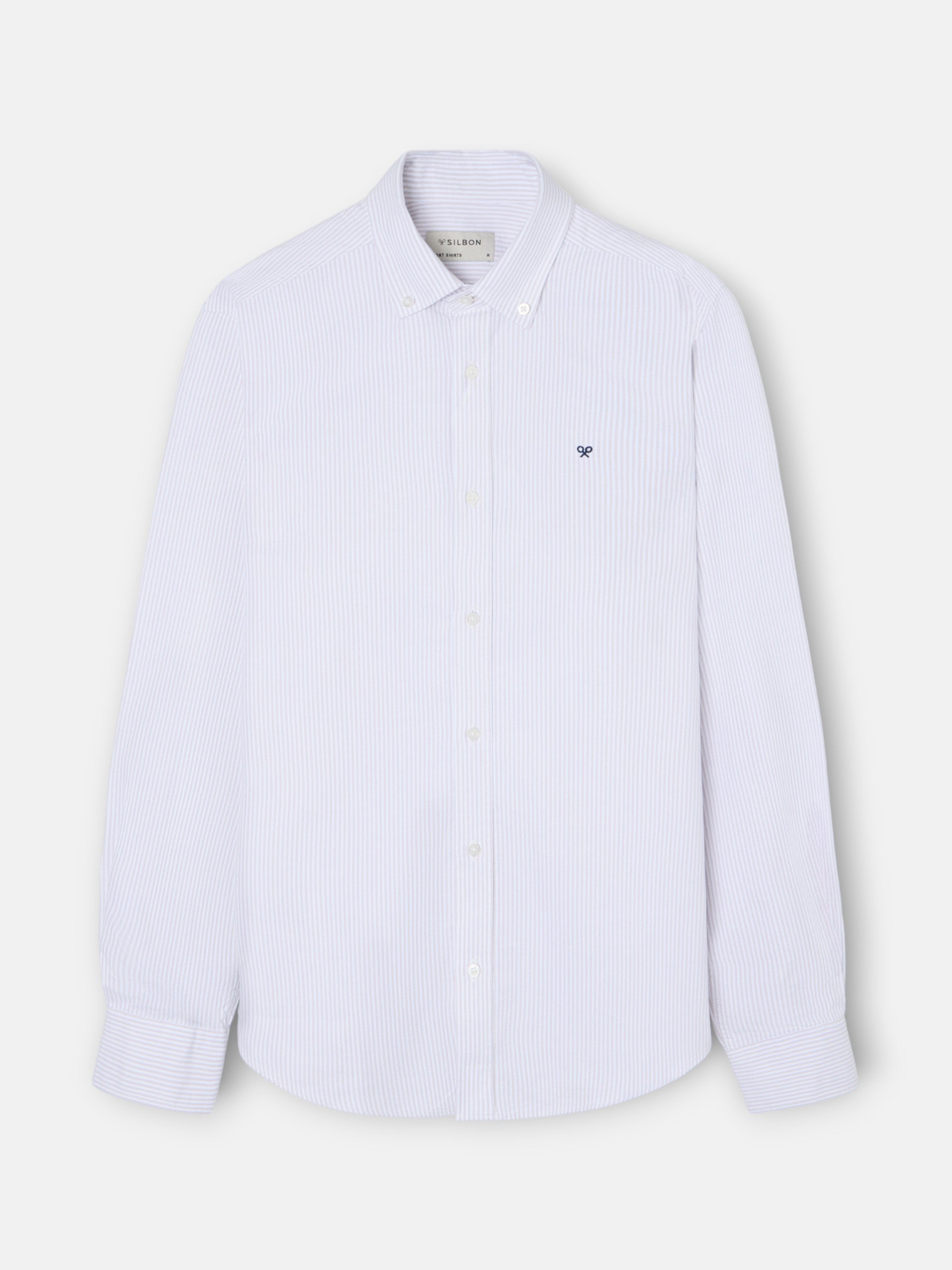 Chemise sport oxford à rayures beige