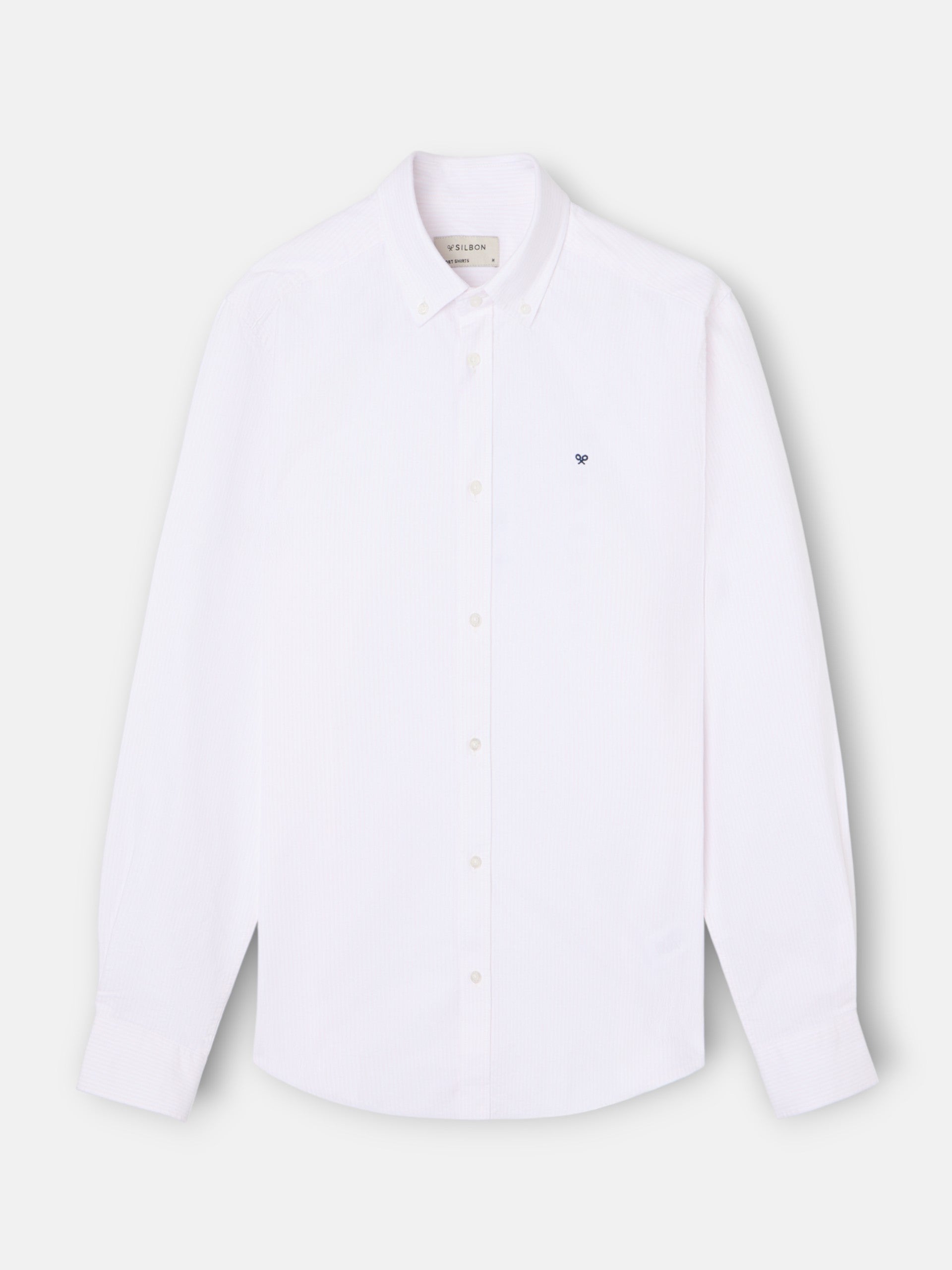 Camisa sport oxford riscas rosa