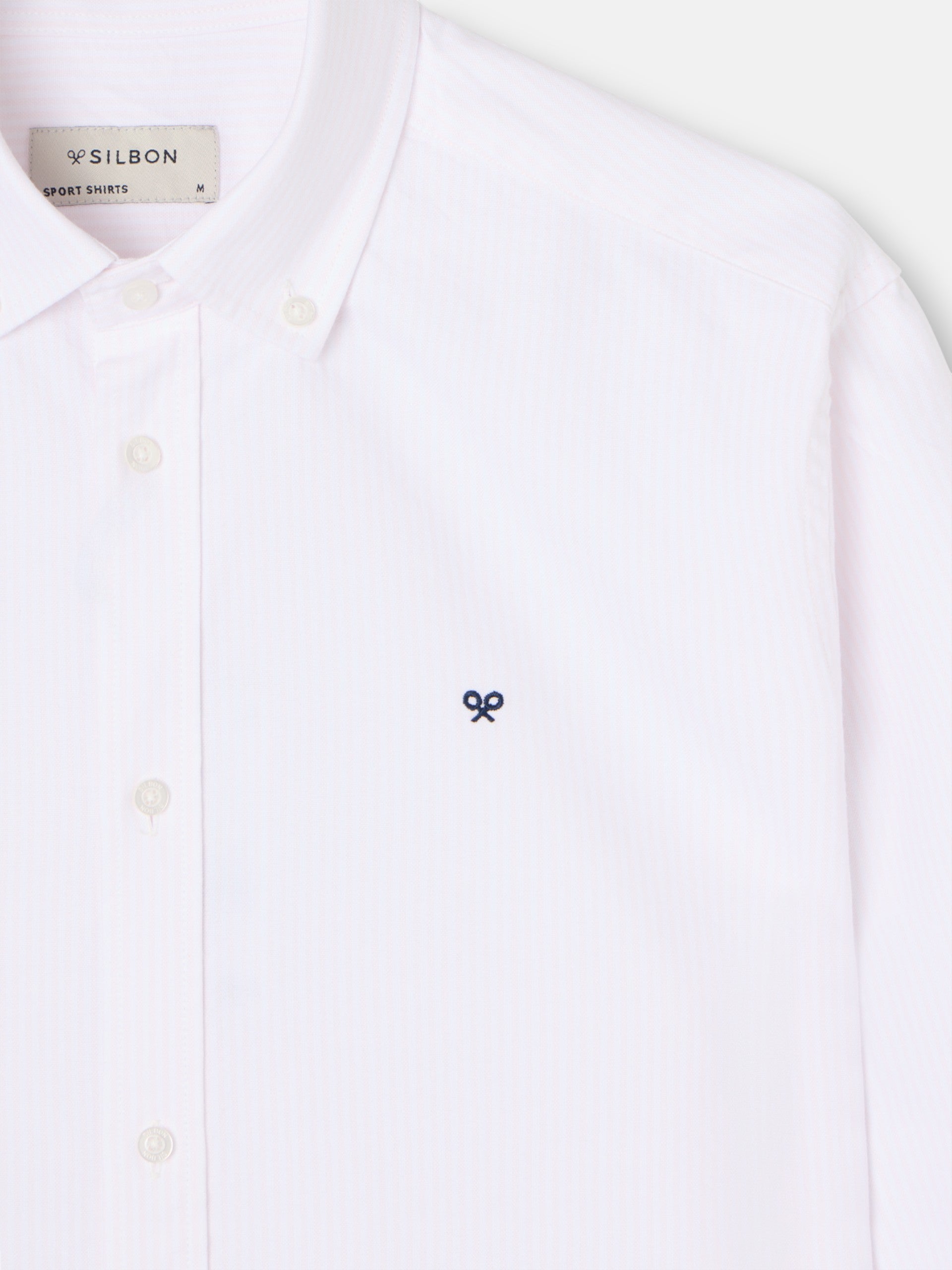 Camisa sport oxford riscas rosa