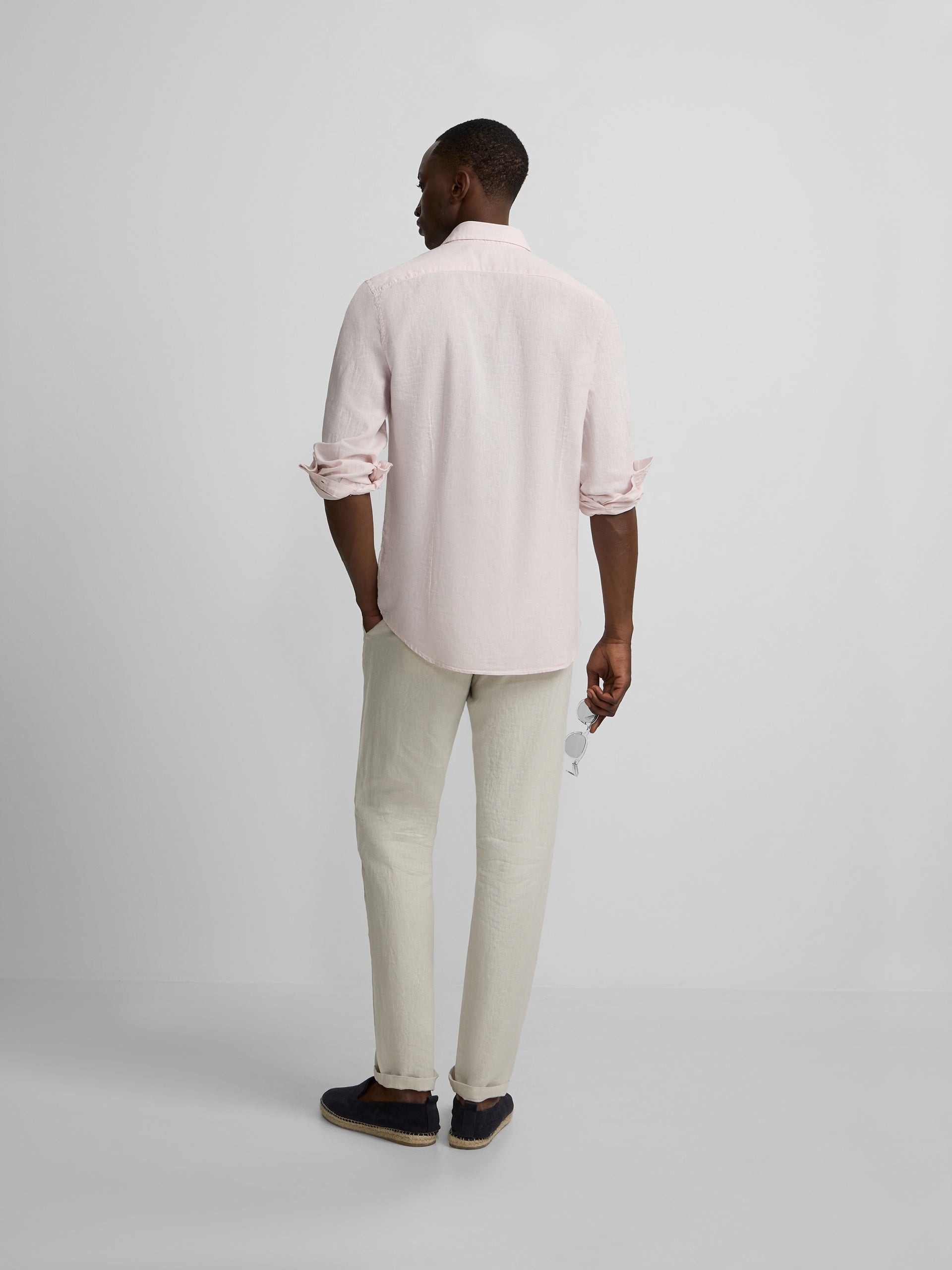 Camisa sport lino rosa