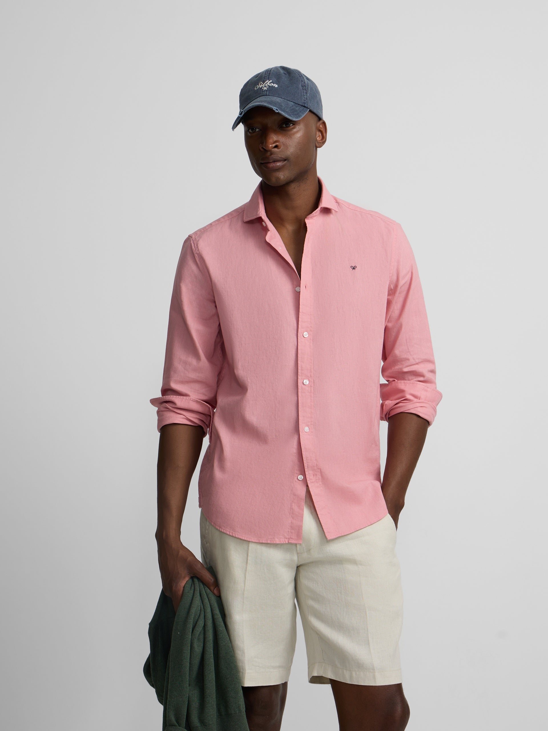 Camisa sport summer linho rosa